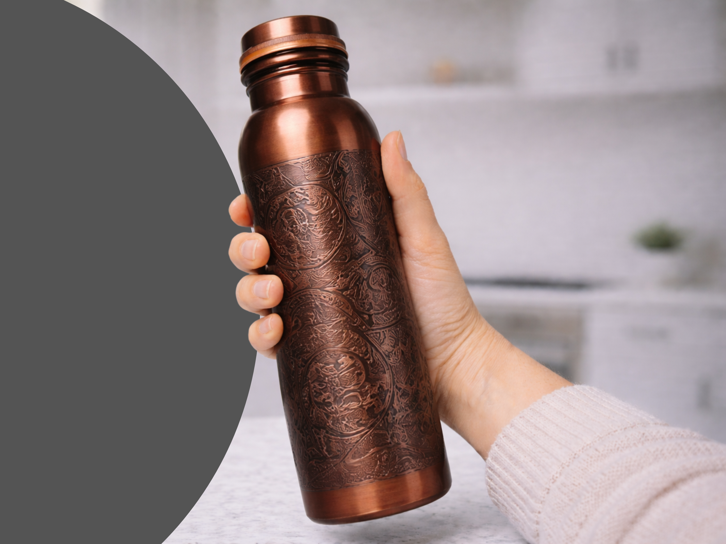 Měděná láhev na vodu vzor Starožitné gravírování, 950 ml, Nature's Own