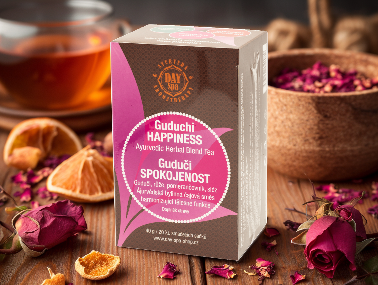 Čaj Spokojenost - Guduči, růže, sléz a pomeranč, 20 sáčků, Day Spa