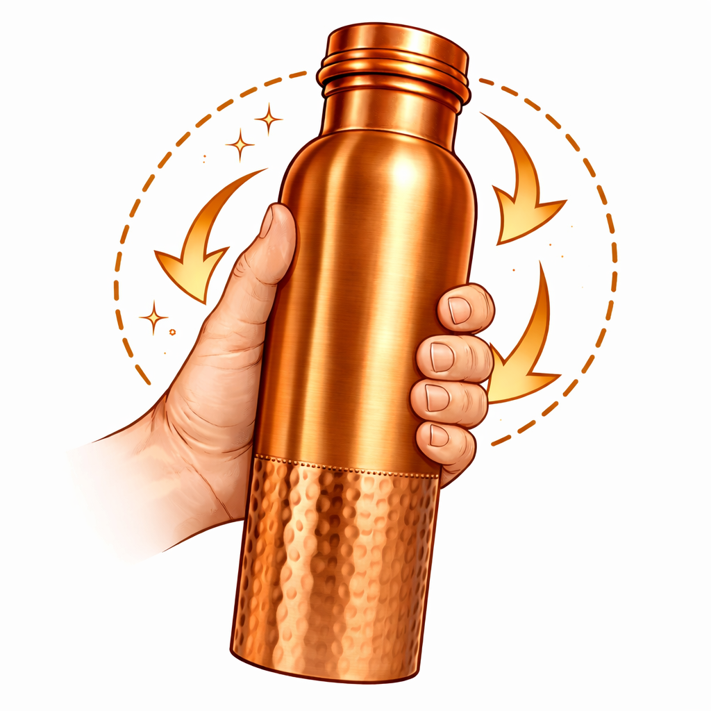 Měděná láhev na vodu vzor Tepaný spodek, 950 ml, Nature's Own