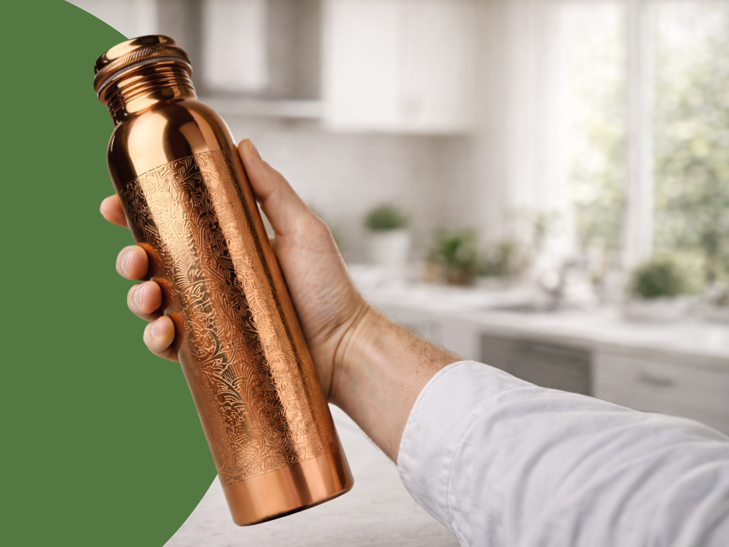 Měděná láhev na vodu vzor Gravírovaný, 950 ml, Nature's Own