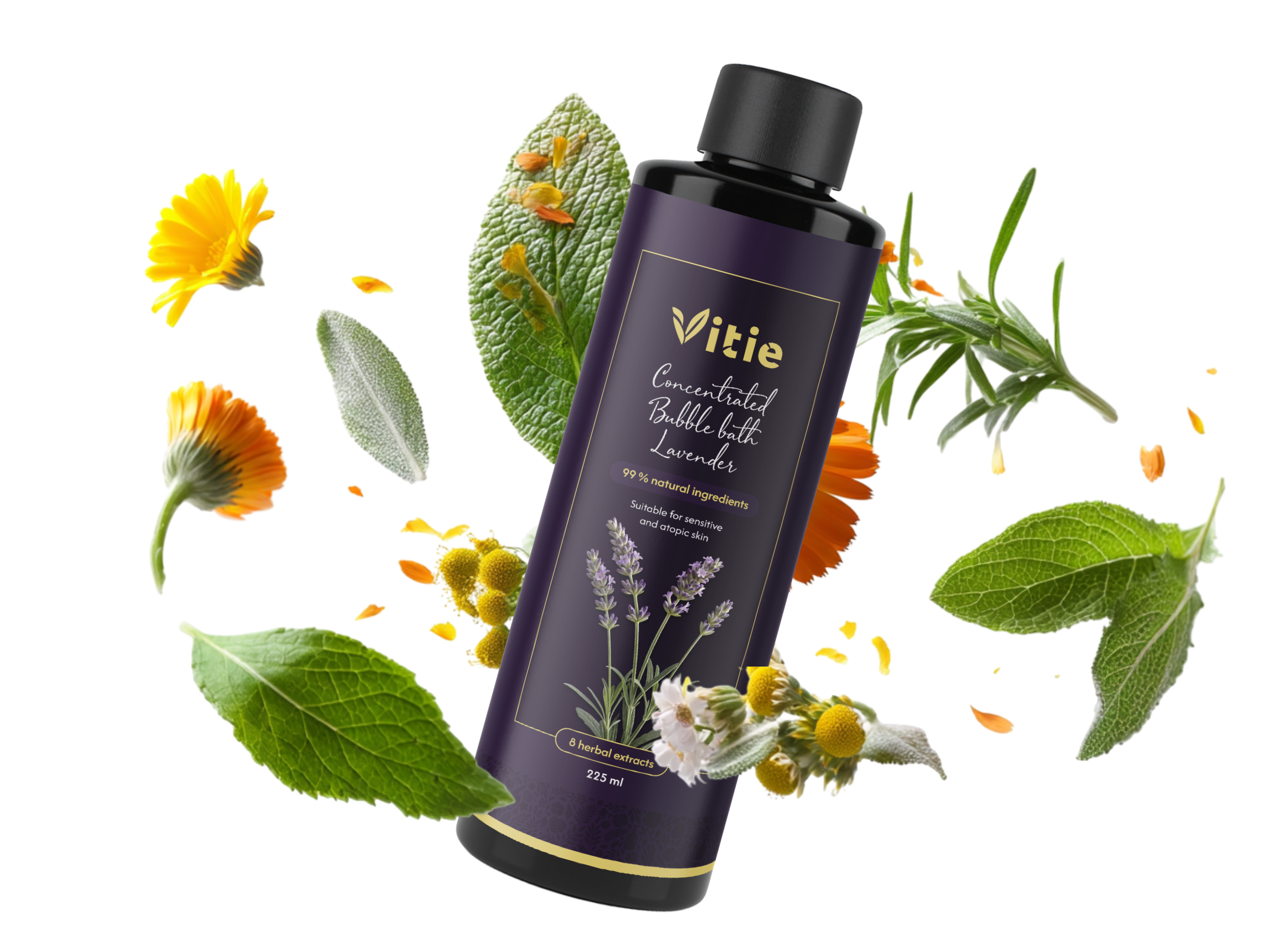 Přírodní pěna do koupele Levandule, 225 ml, Vitie