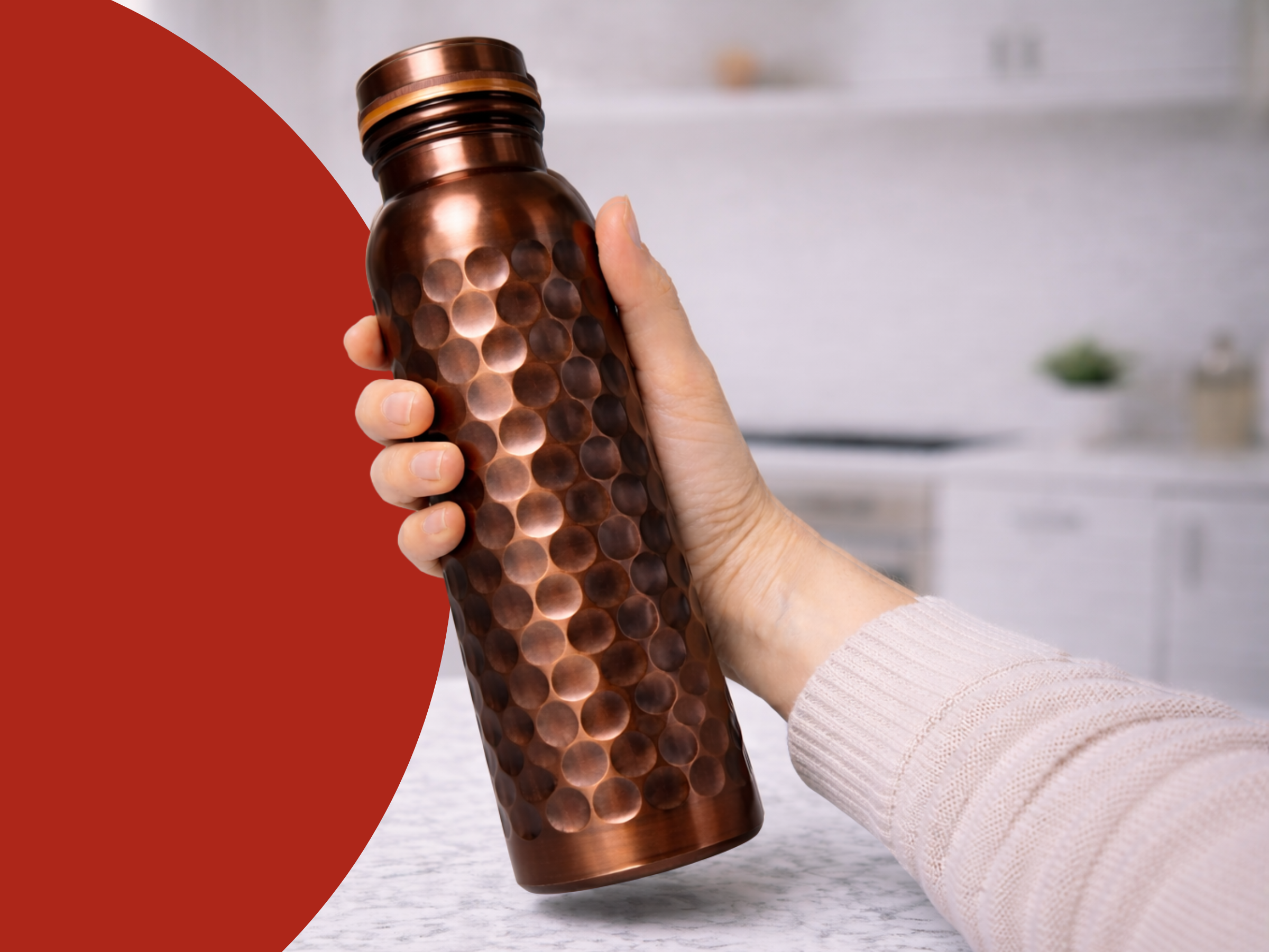 Měděná láhev na vodu vzor Starožitný Diamant, 950 ml, Nature's Own