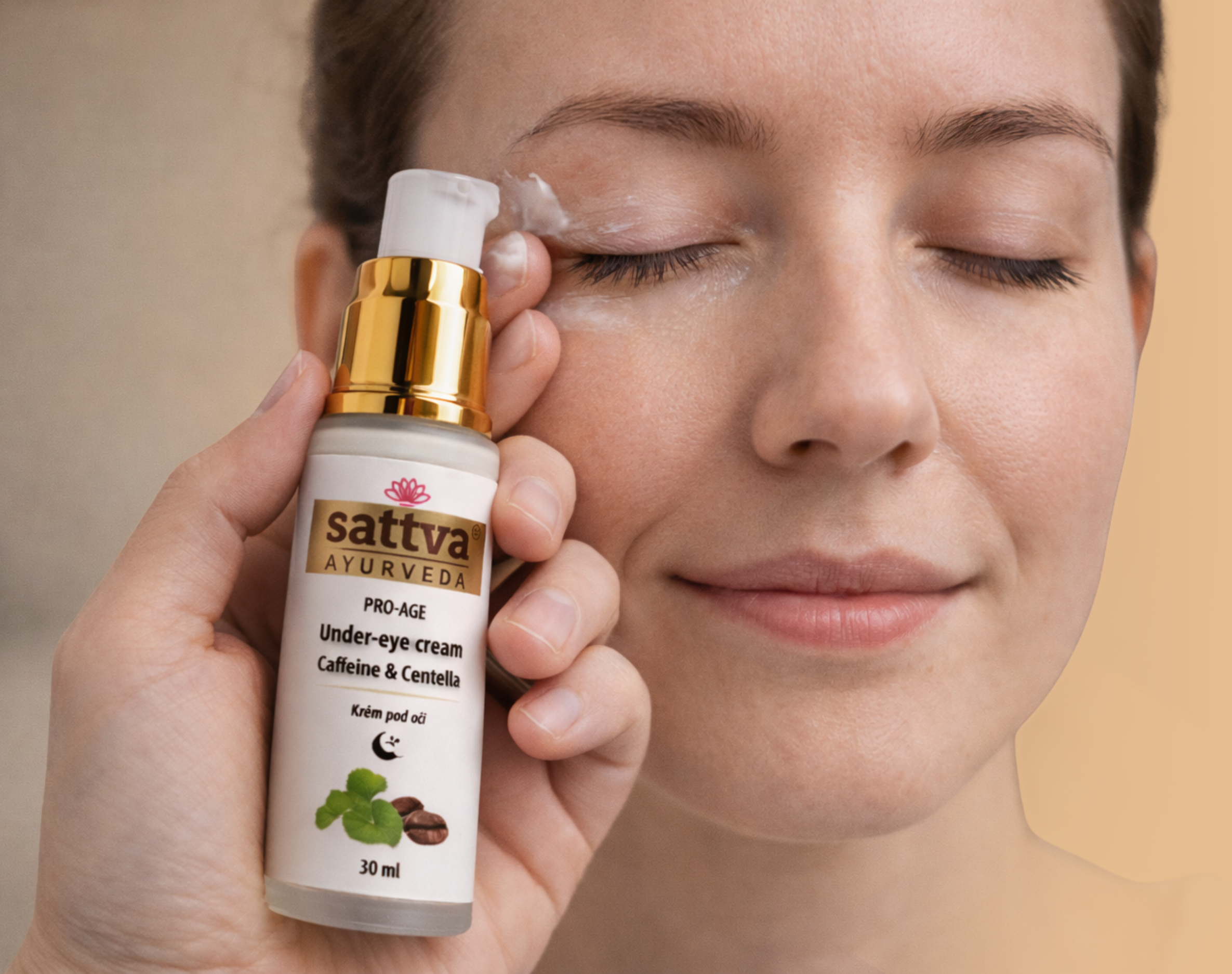 Pro-age Oční krém s kofeinem a Gotu Kolou, 30 ml, Sattva