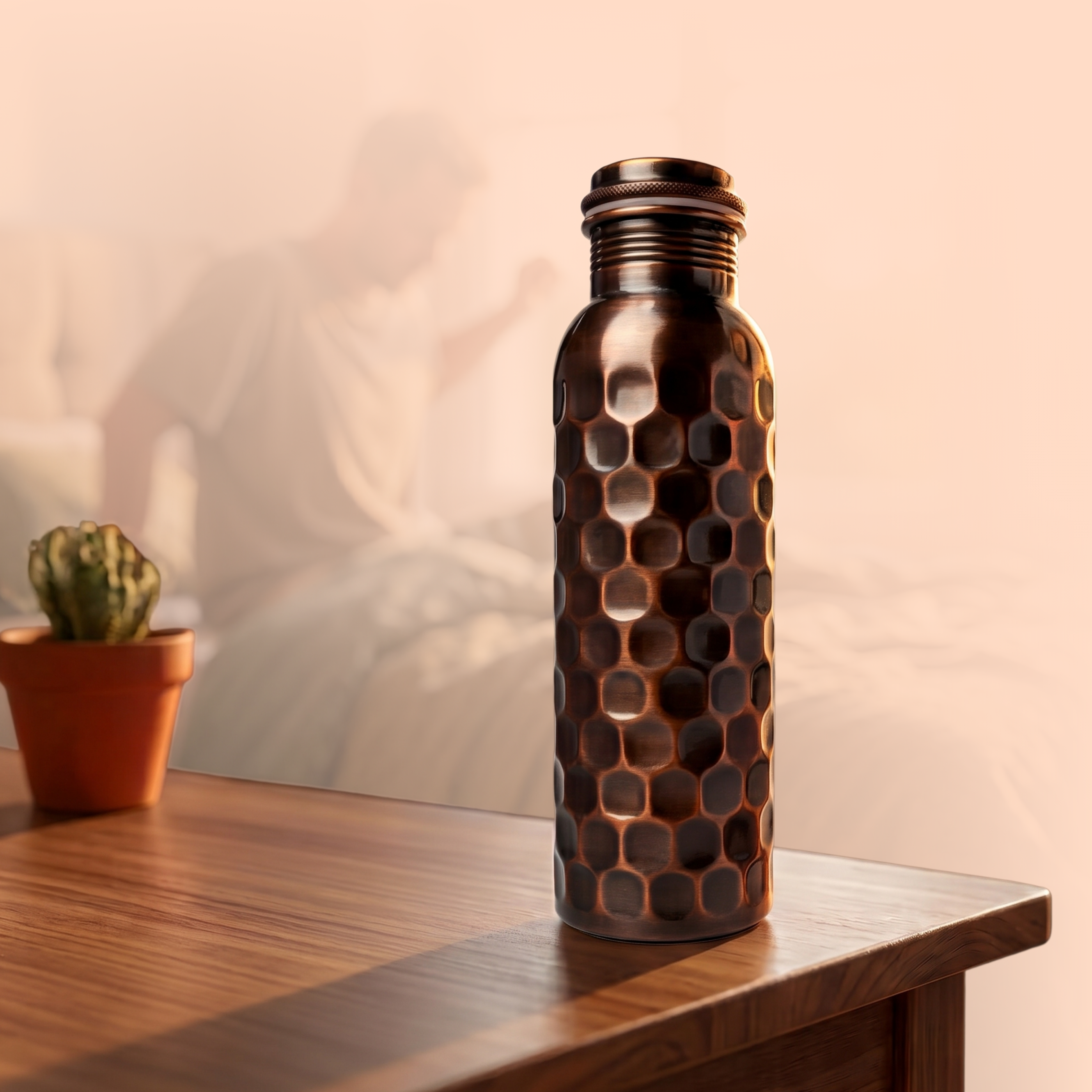 Medená fľaša na vodu vzor Starožitný Diamant, 950 ml, Nature's Own
