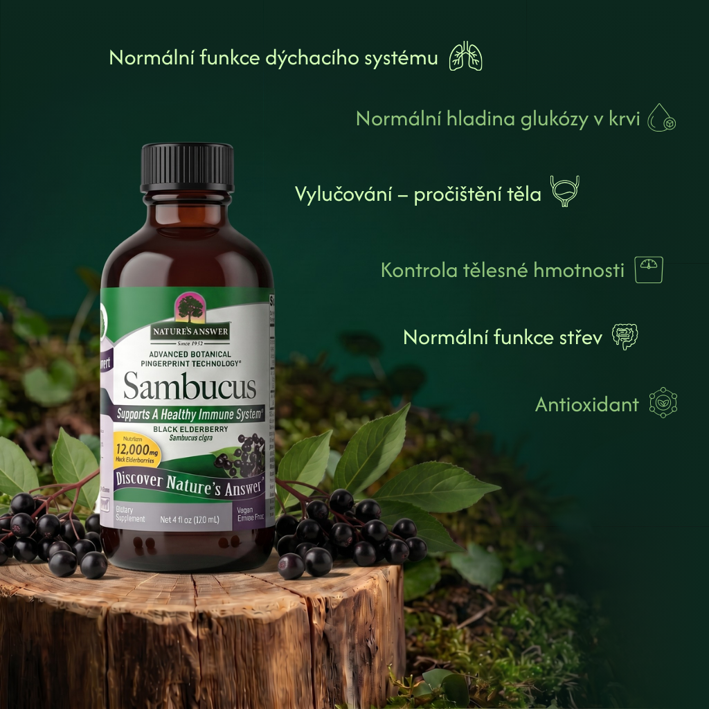 Bez černý, bylinný extrakt, 120 ml, Nature's Answer