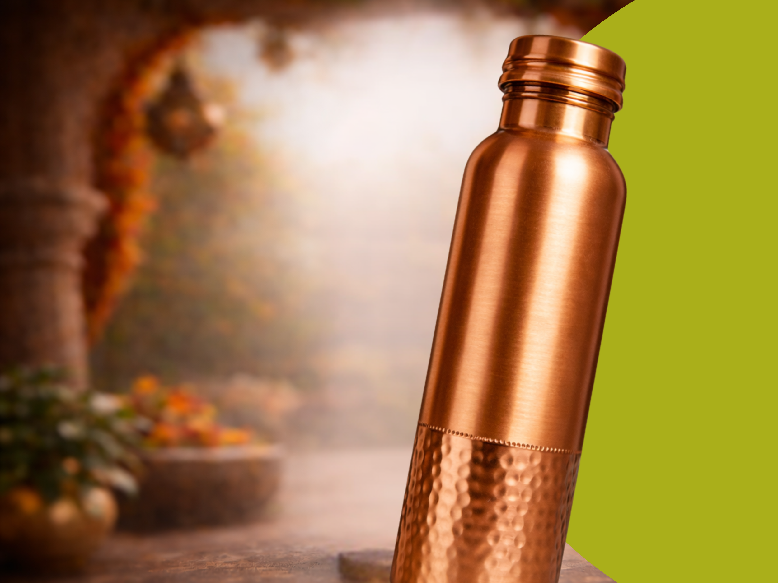 Měděná láhev na vodu vzor Tepaný spodek, 950 ml, Nature's Own