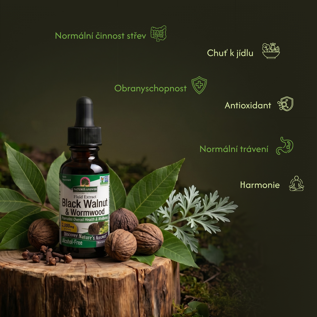 Ořešák černý, Hřebíček a Pelyněk kapky, 30 ml, Nature’s Answer