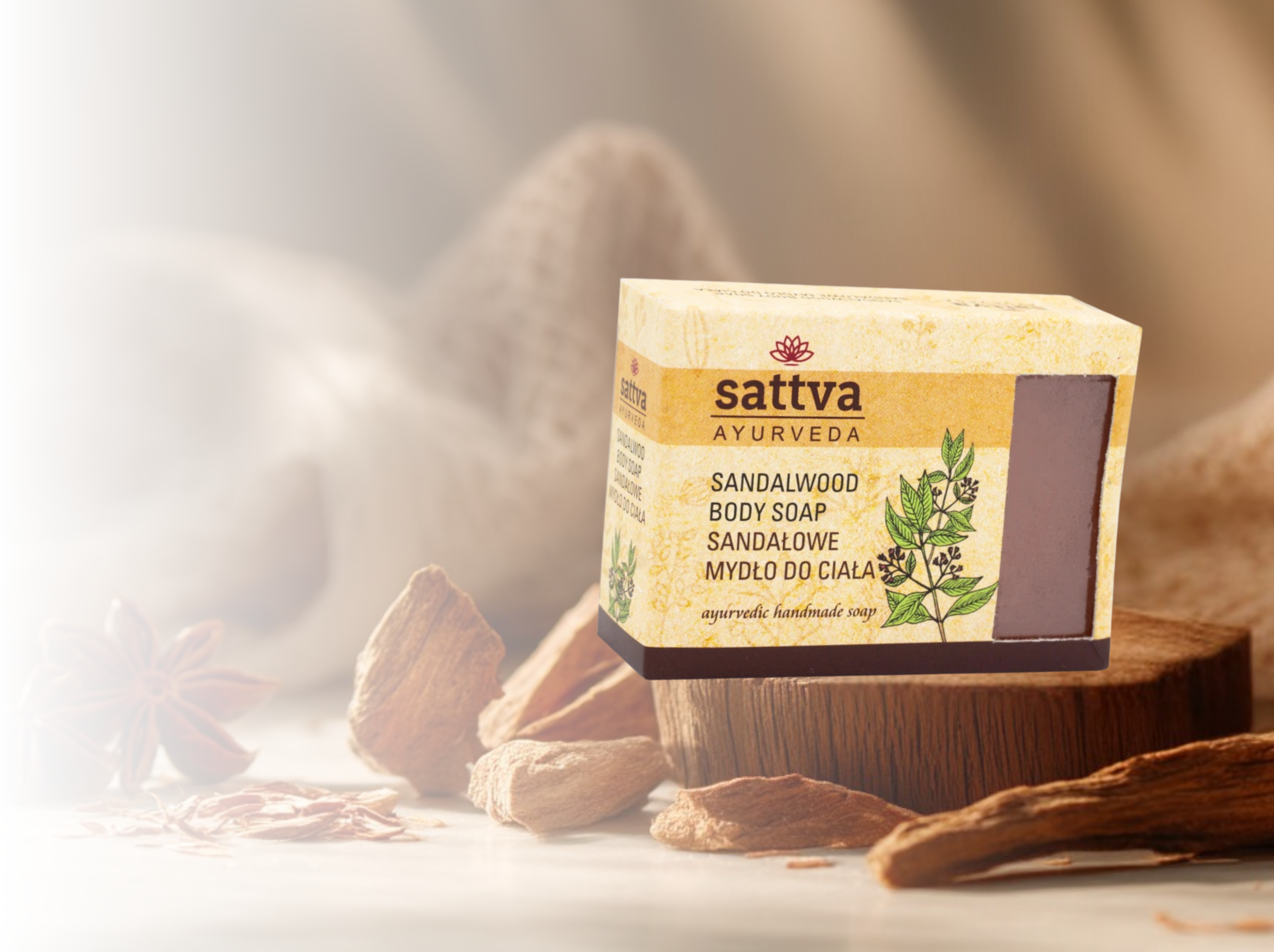 Ájurvédské mýdlo Santal, 125 g, Sattva