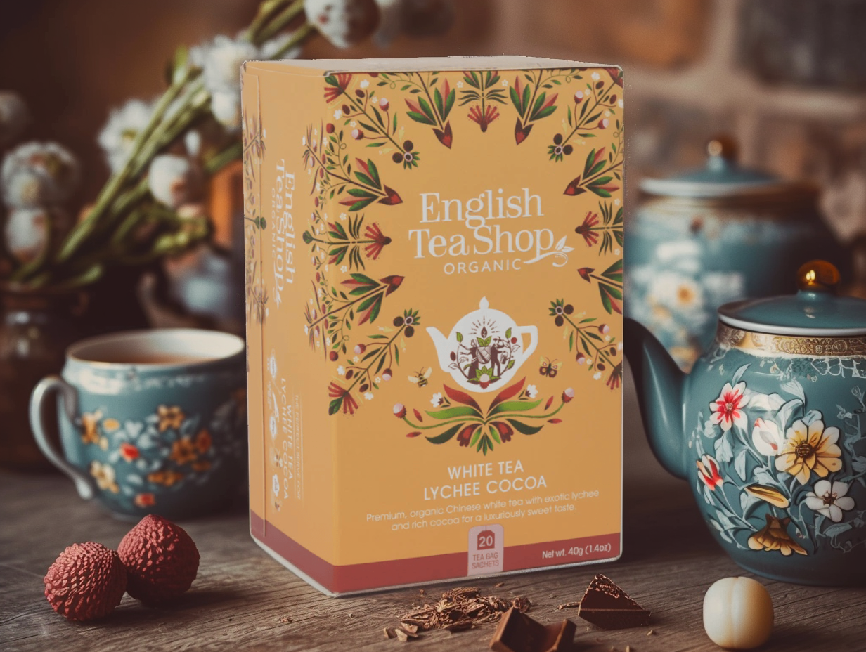 BIO Bílý čaj, liči a kakao, 20 sáčků, English Tea Shop