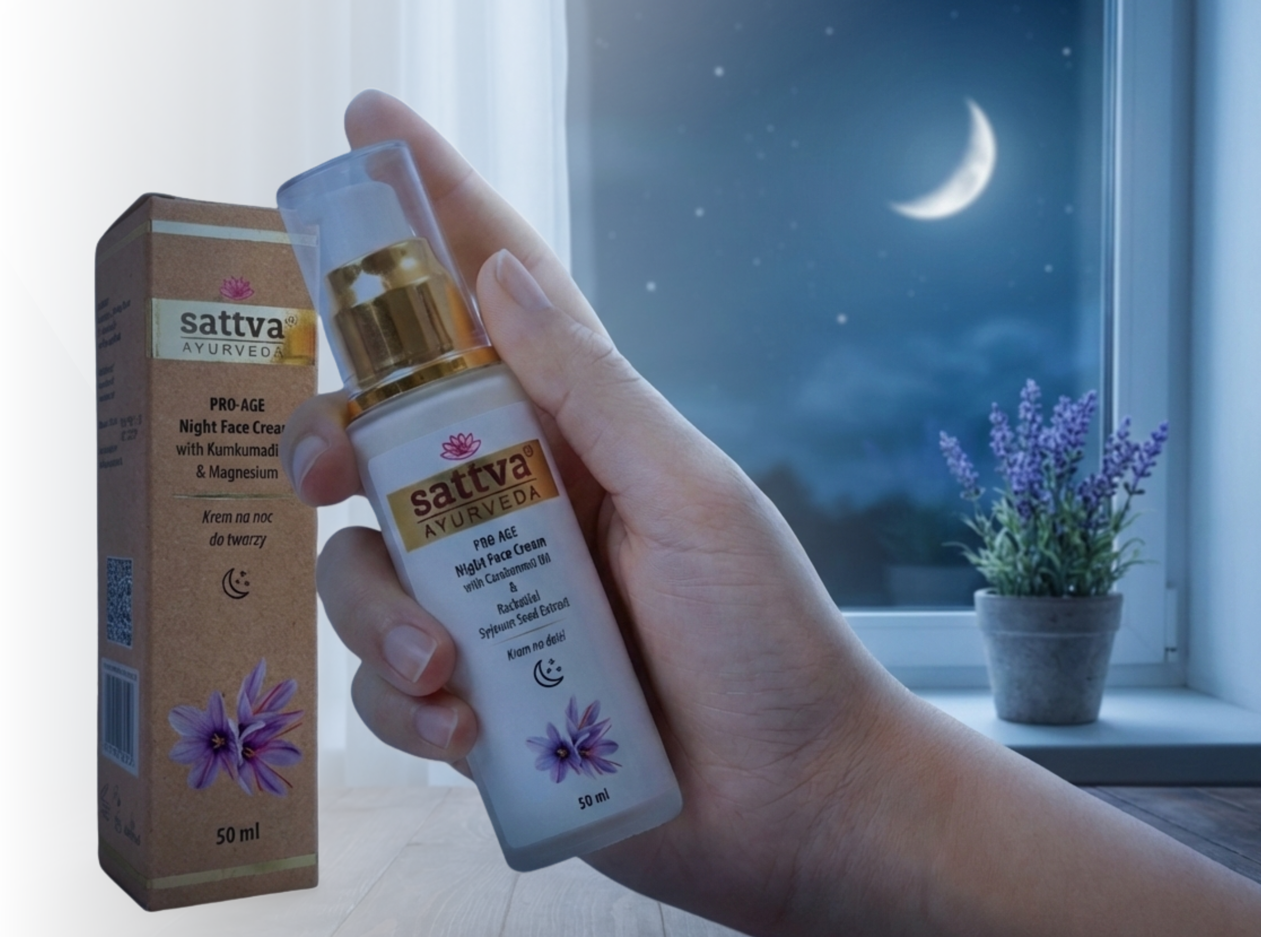 Pro-age noční pleťový krém, 50 ml, Sattva