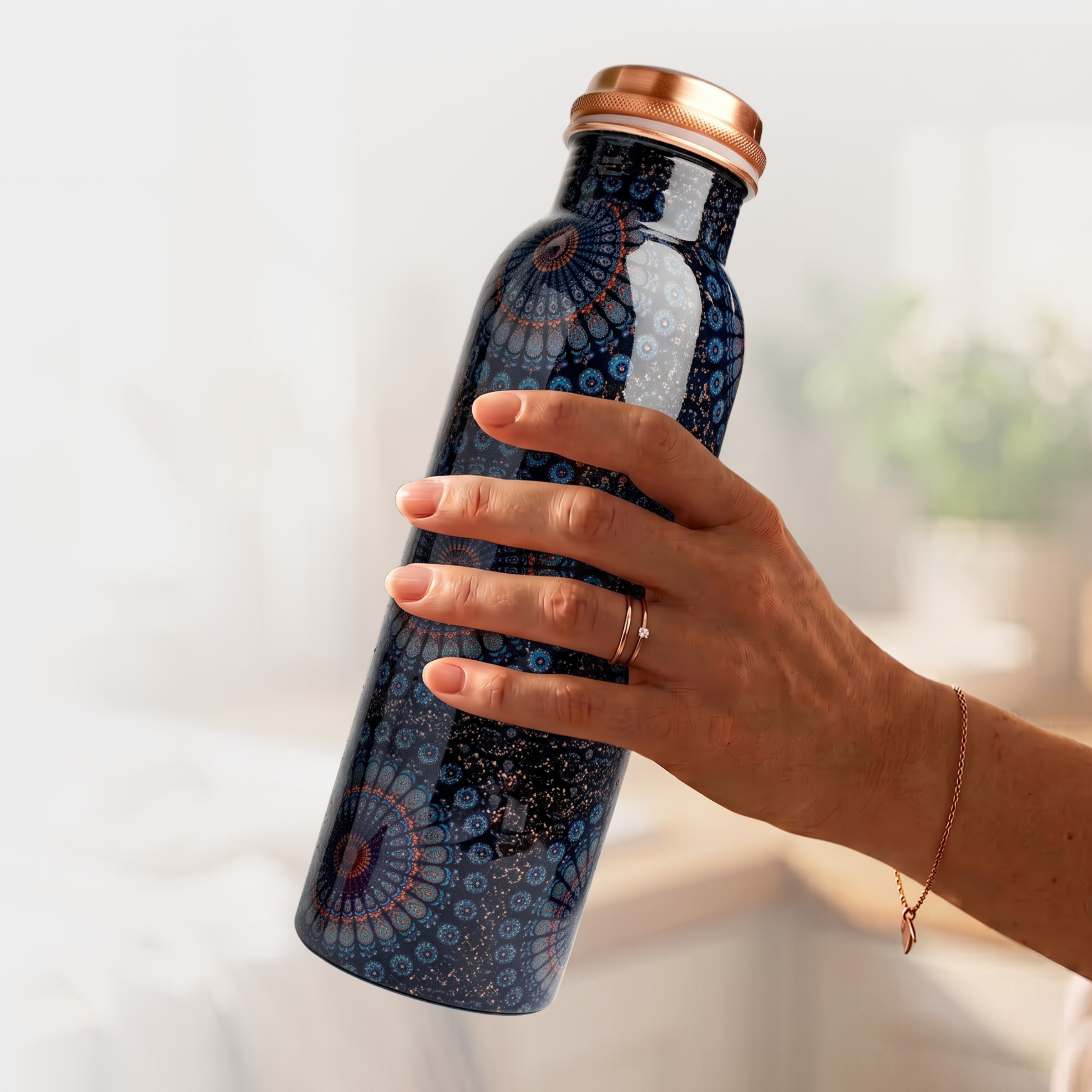 Medená fľaša na vodu vzor Mandala, 950 ml, Nature's Own