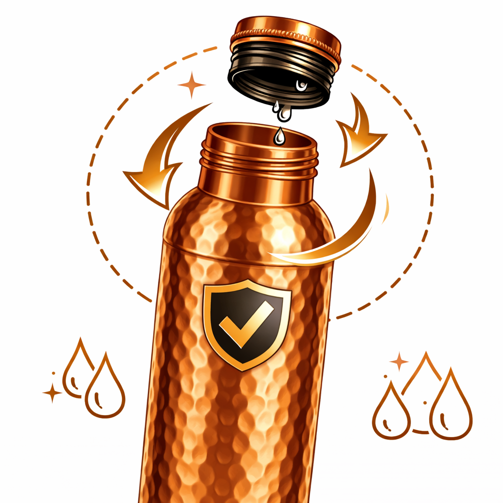 Měděná láhev na vodu vzor Tepaný, 950 ml, Nature's Own