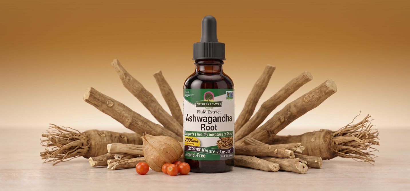 Ašvaganda (indický ženšen), bylinné kapky, 60 ml, Nature's Answer