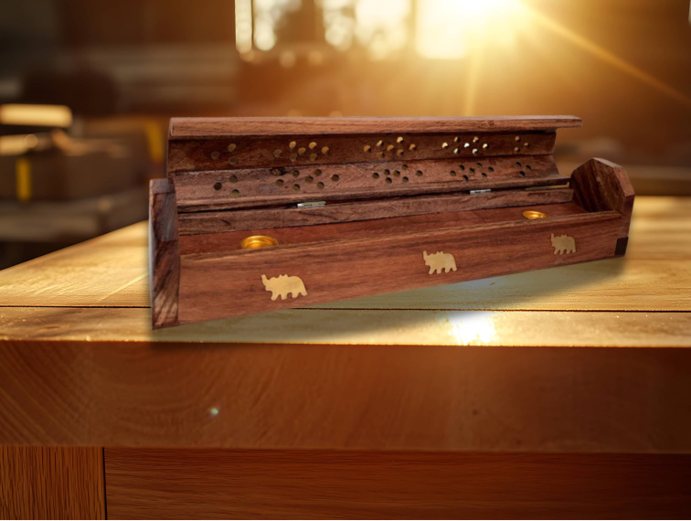 Dřevěná truhla Slon - stojan na vonnou tyčinku, 1 ks, Nature's Own