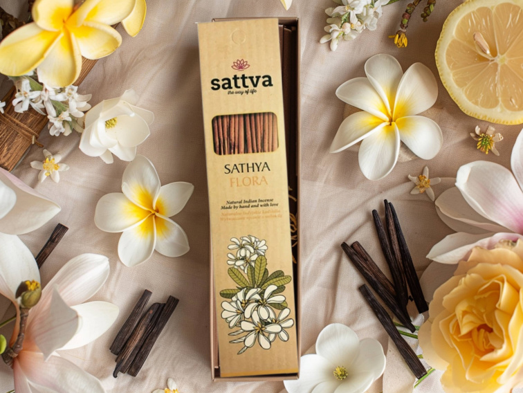 Vonné tyčinky Flora, 15 ks, Sattva