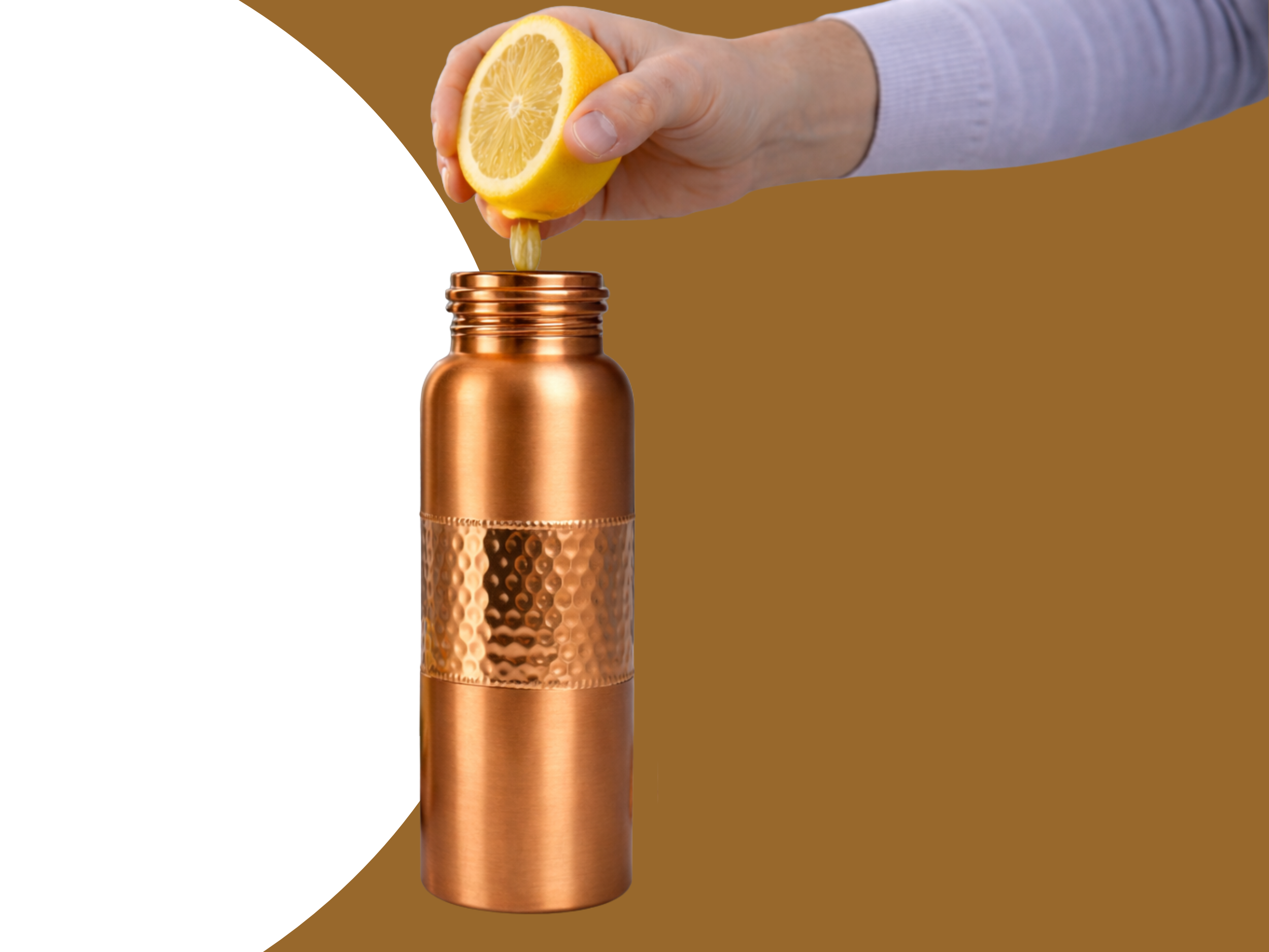 Měděná láhev na vodu vzor Tepaný střed, 950 ml, Nature's Own