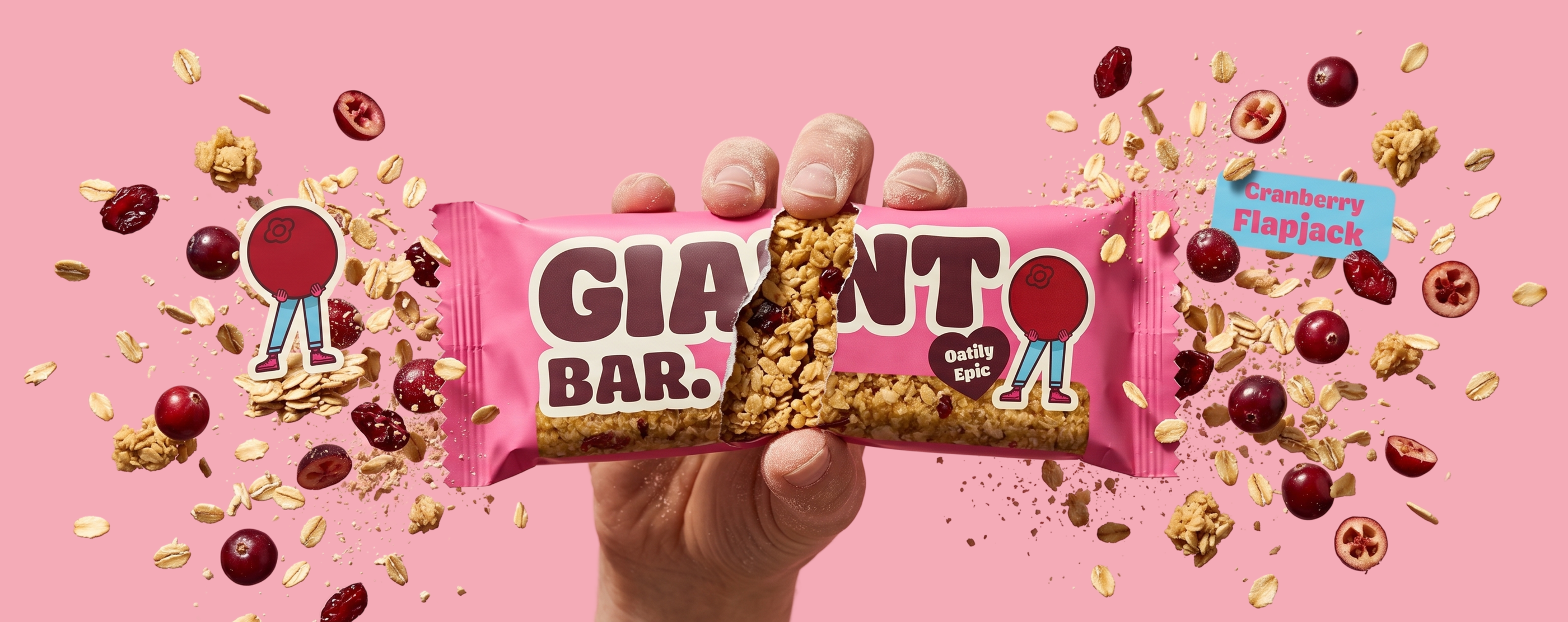 Obří ovesná tyčinka Brusinková, 90 g, Ma Baker