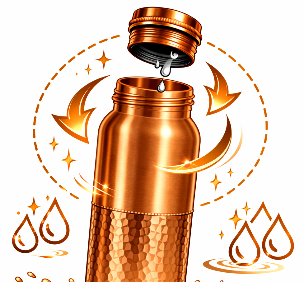 Měděná láhev na vodu vzor Tepaný spodek, 950 ml, Nature's Own