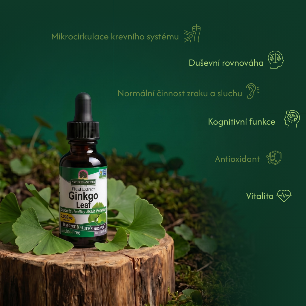 Ginkgo biloba, bylinné kapky, 30 ml, Nature's Answer