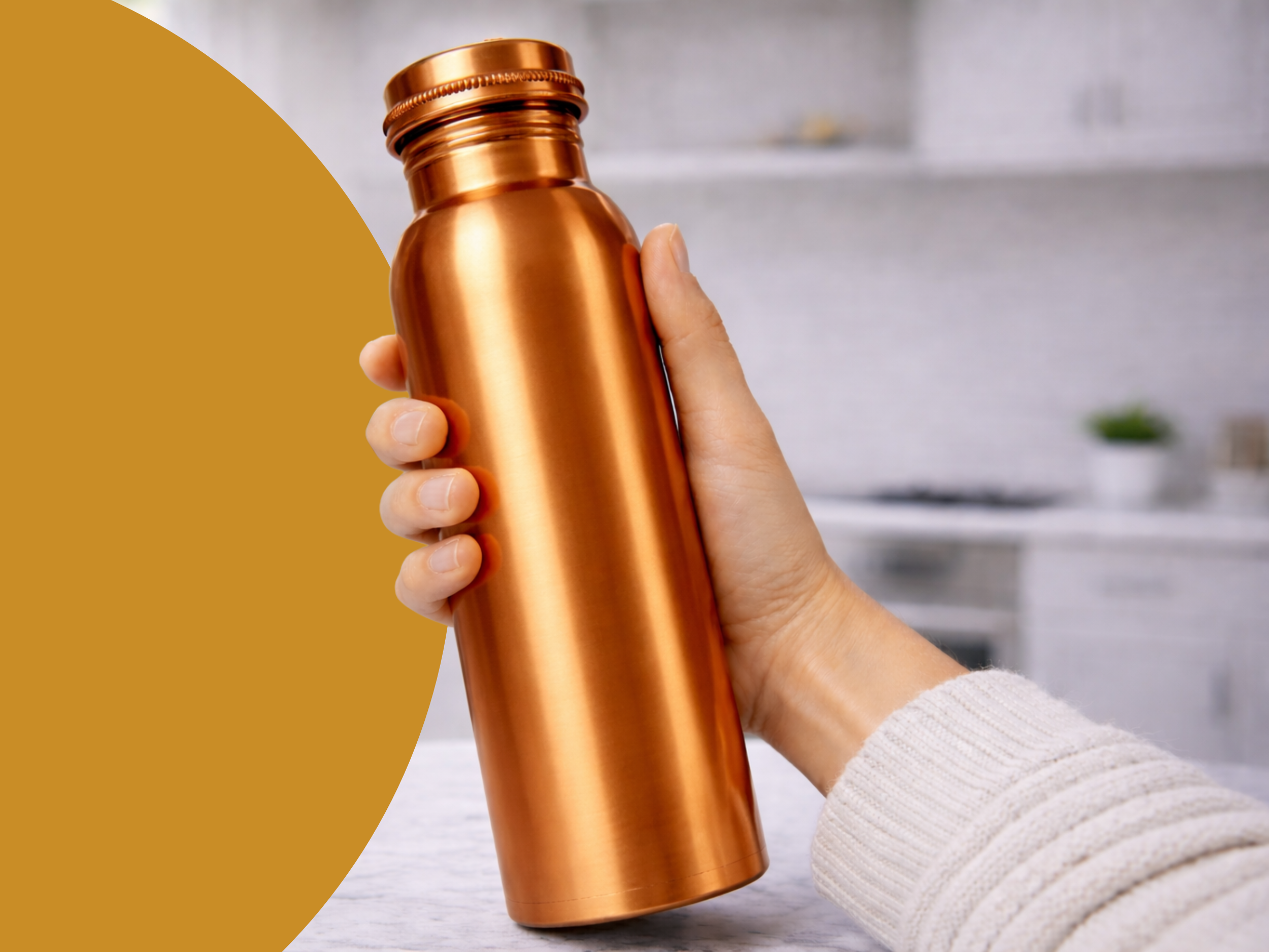 Měděná láhev na vodu vzor Hladký, 950 ml, Nature's Own