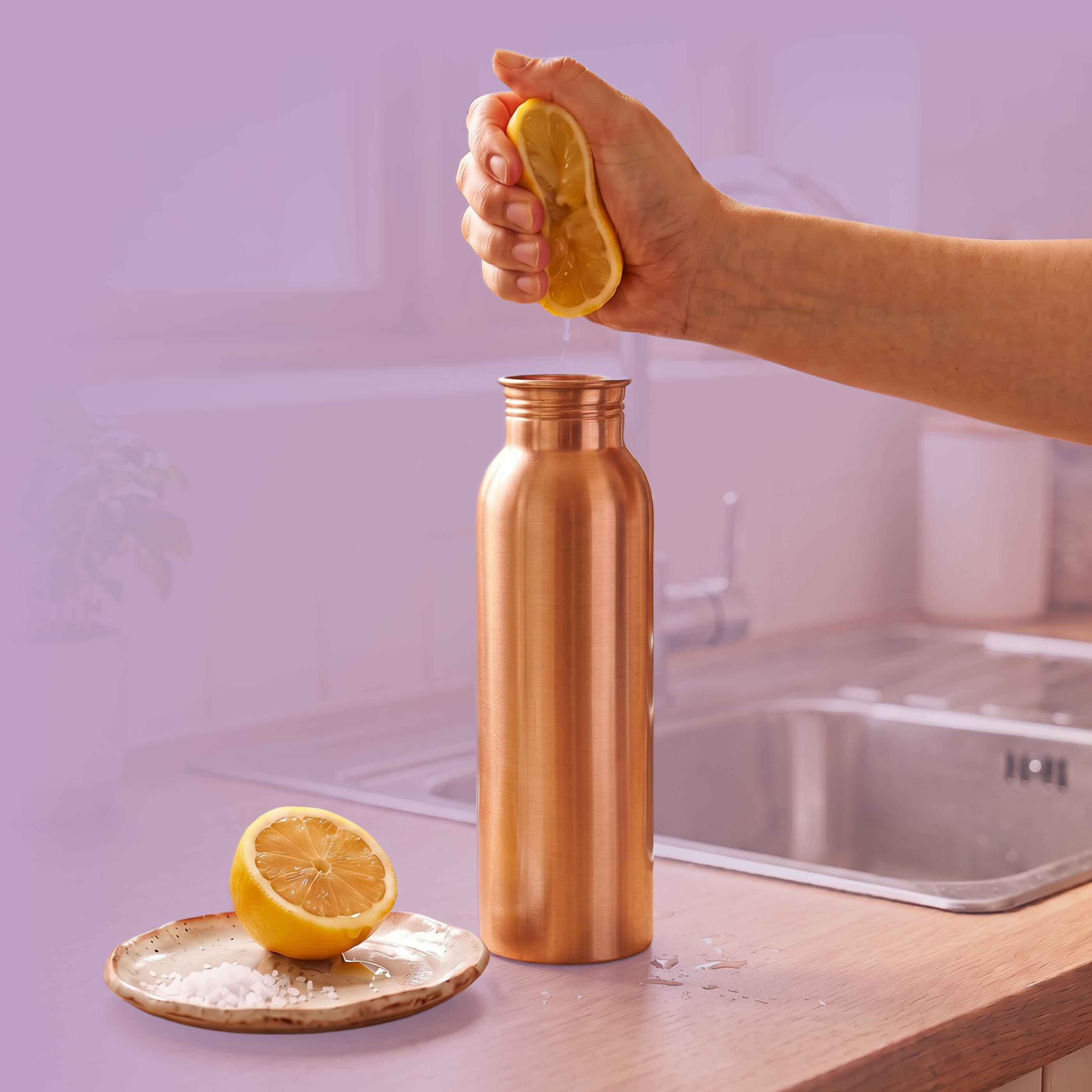 Medená fľaša na vodu vzor Hladký, 950 ml, Nature's Own