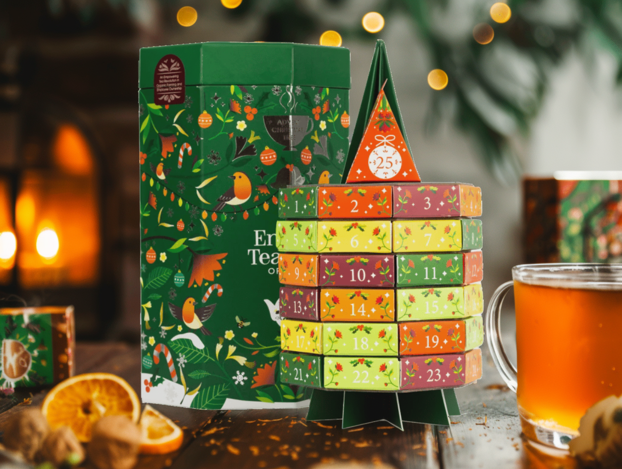 BIO Adventní kalendář Strom - Vánoční čaj, 25 pyramidek, English Tea Shop
