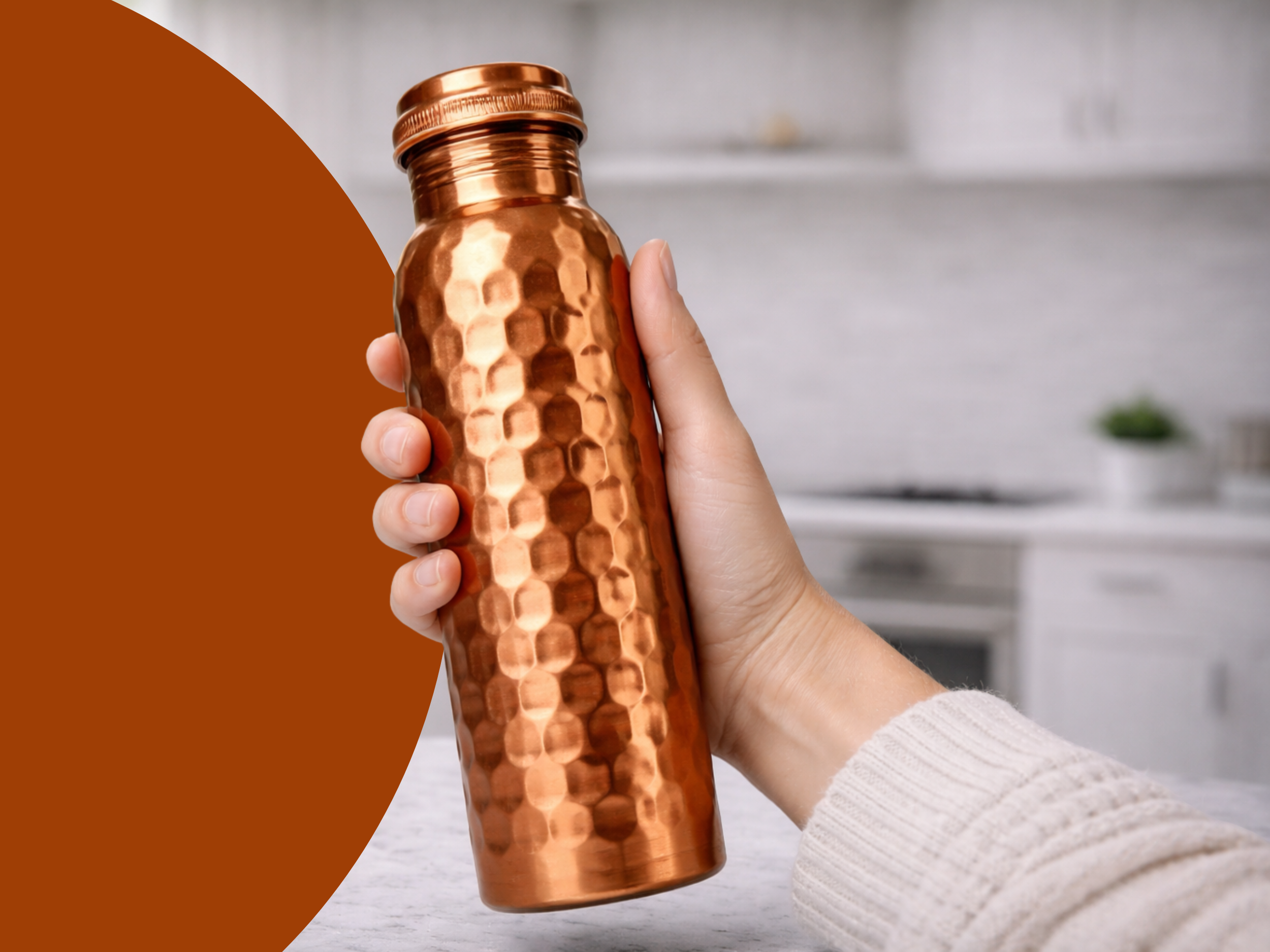 Měděná láhev na vodu vzor Diamant, 950 ml, Nature's Own