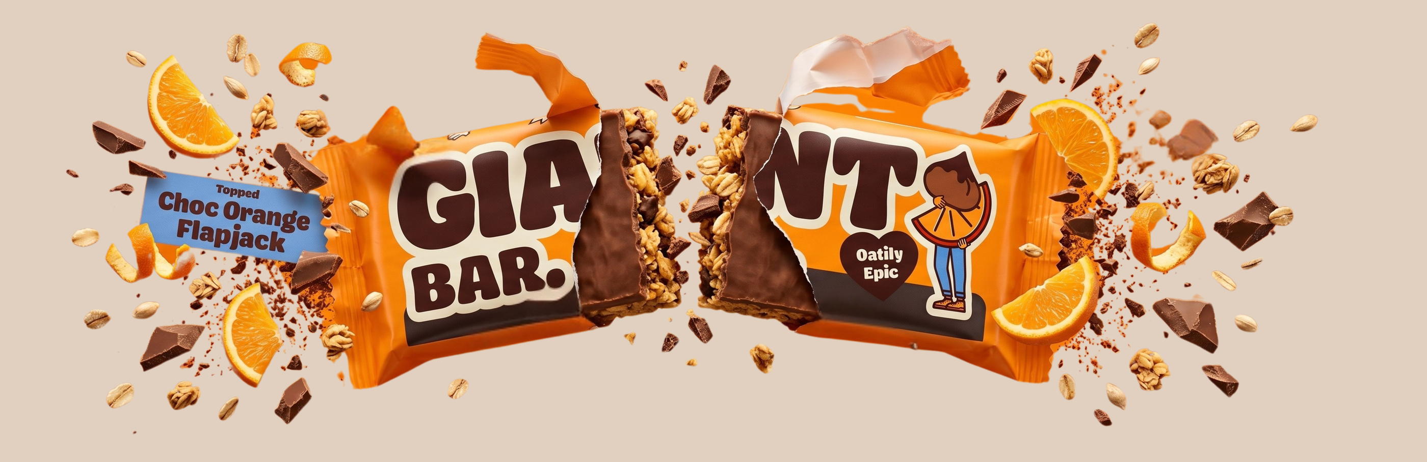 Obří ovesná tyčinka Pomeranč s čokoládou, 100 g, Ma Baker