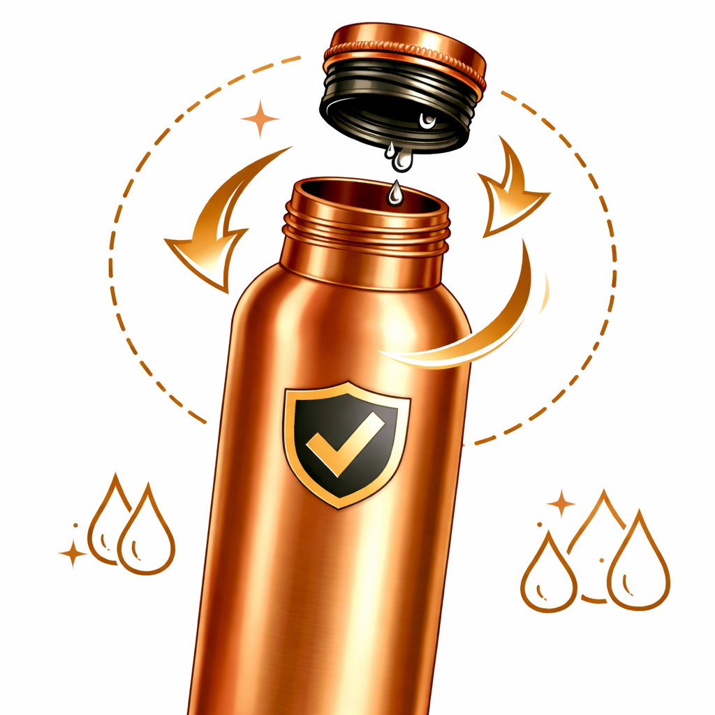 Měděná láhev na vodu vzor Hladký, 950 ml, Nature's Own