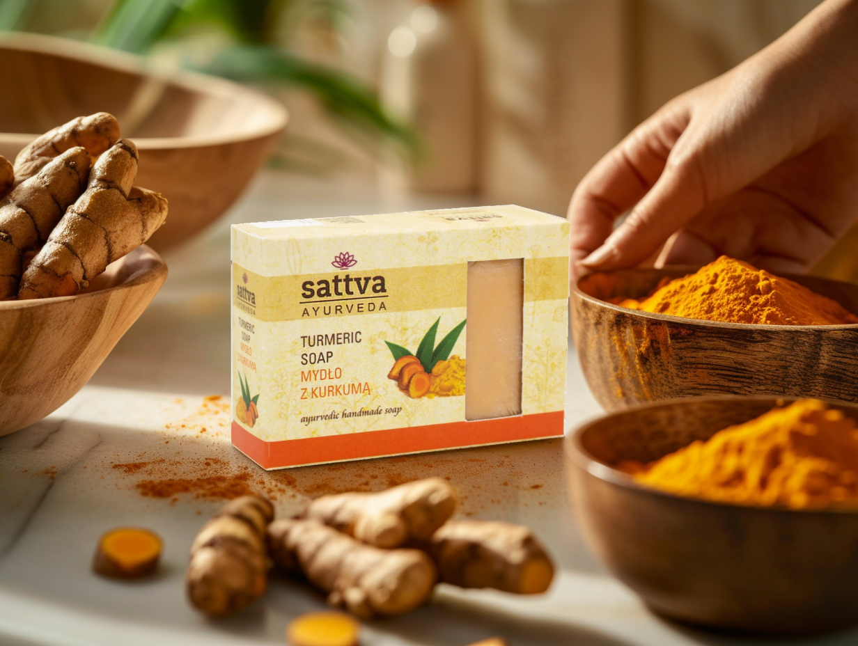 Ájurvédské mýdlo Kurkuma, 125 g, Sattva