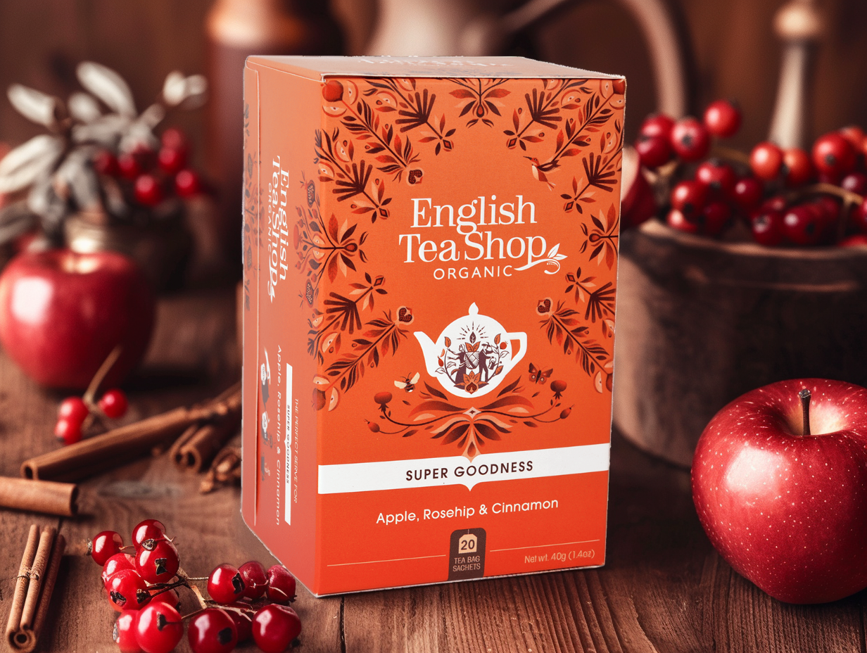 BIO čaj Jablko, šípek, skořice, 20 sáčků, English Tea Shop