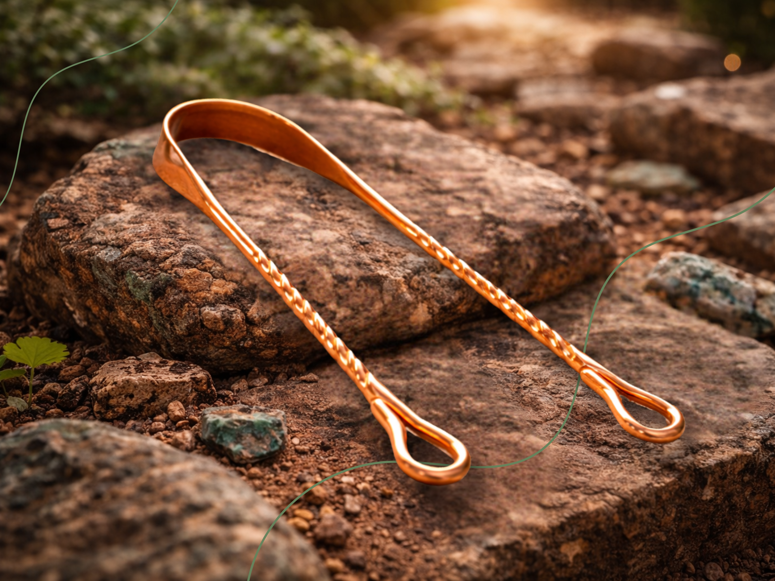 Škrabka na jazyk měděná s točenými držátky, 1 ks, Nature's Own