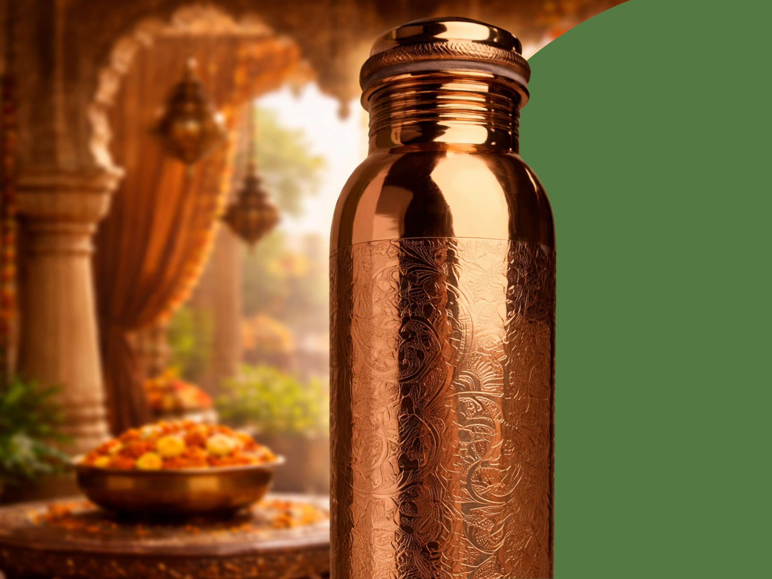 Měděná láhev na vodu vzor Gravírovaný, 950 ml, Nature's Own