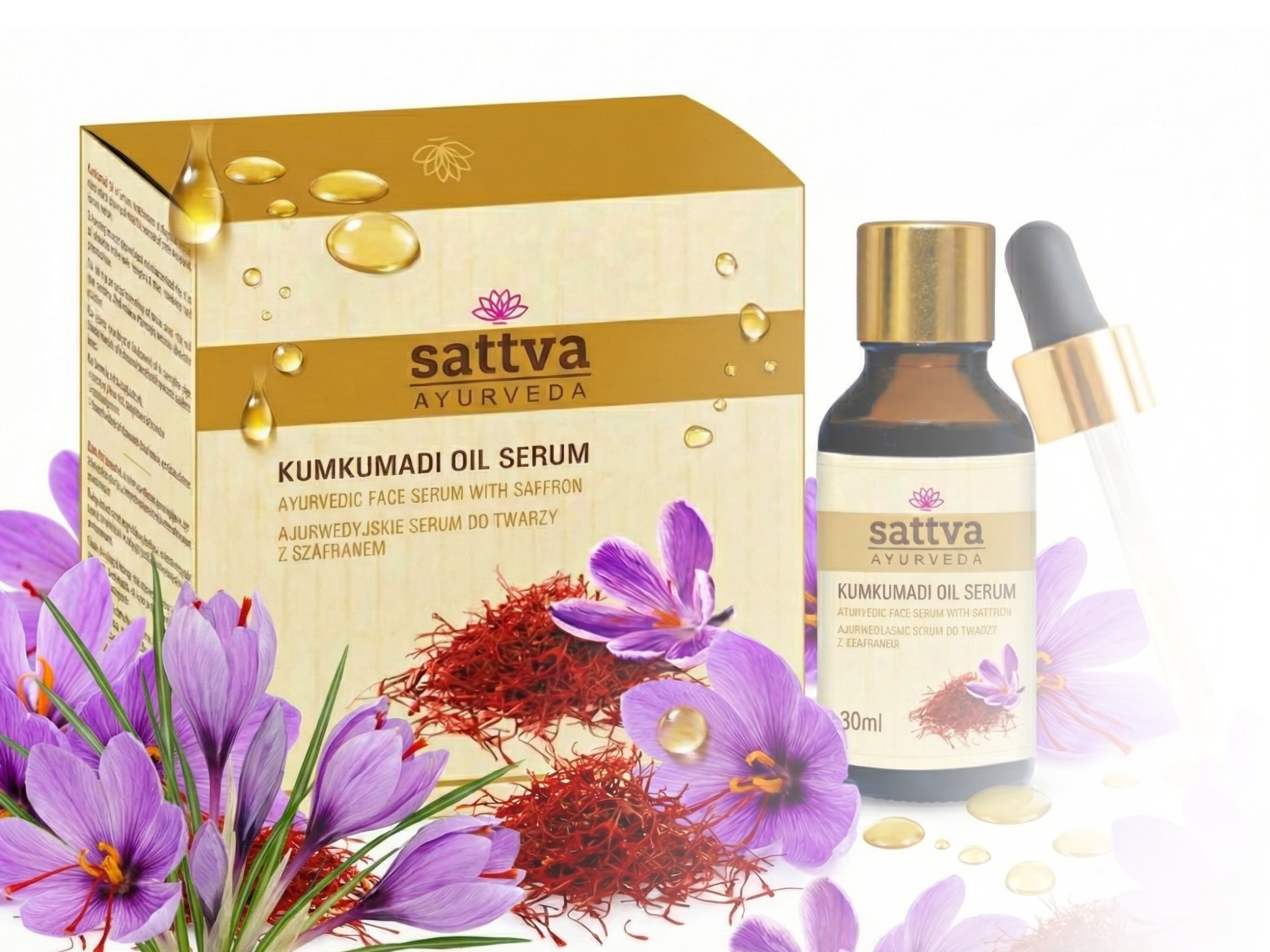 Ájurvédské pleťové sérum Kumkumadi se šafránem, 30 ml, Sattva