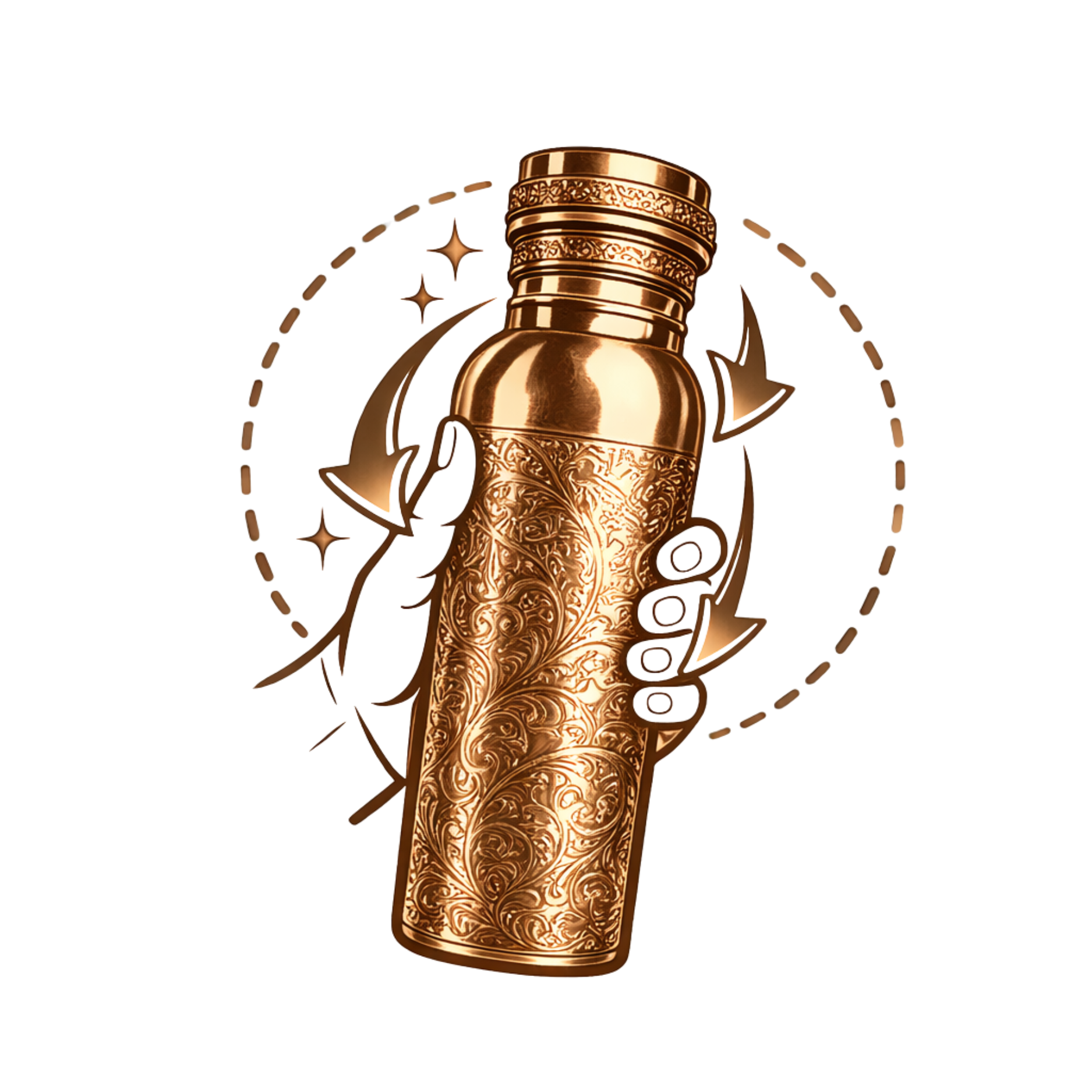 Měděná láhev na vodu vzor Gravírovaný, 950 ml, Nature's Own