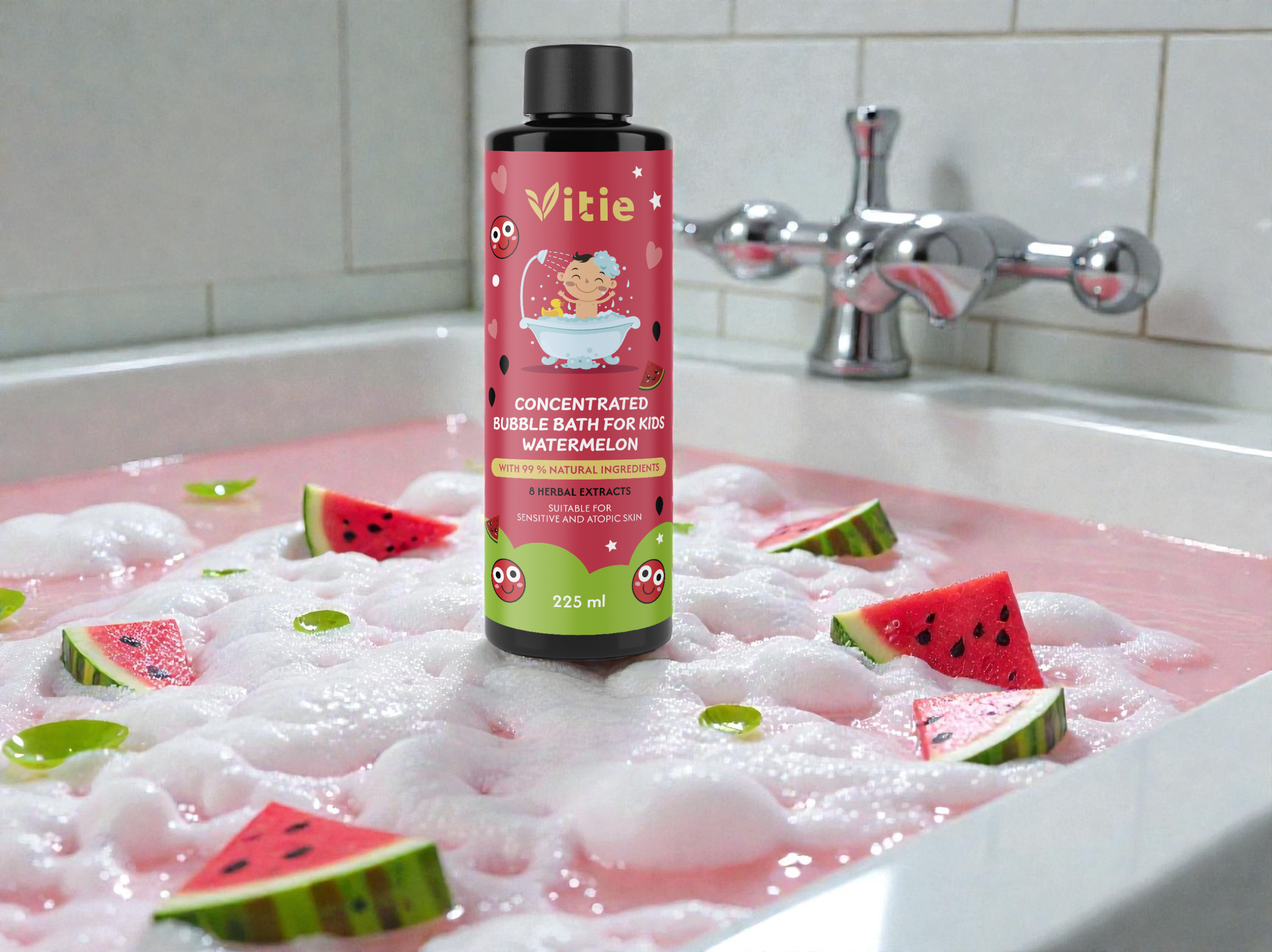 Přírodní dětská pěna do koupele Meloun, 225 ml, Vitie