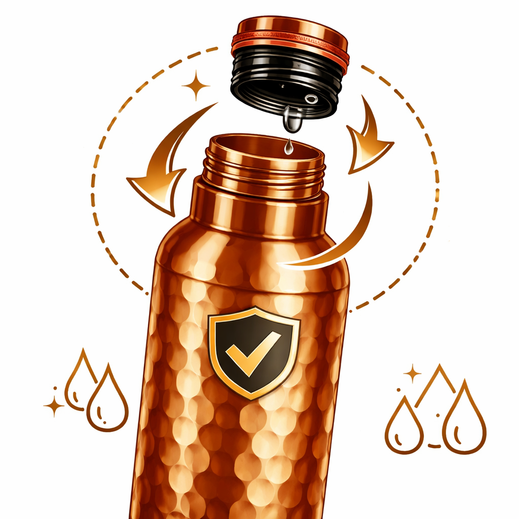 Měděná láhev na vodu vzor Diamant, 950 ml, Nature's Own