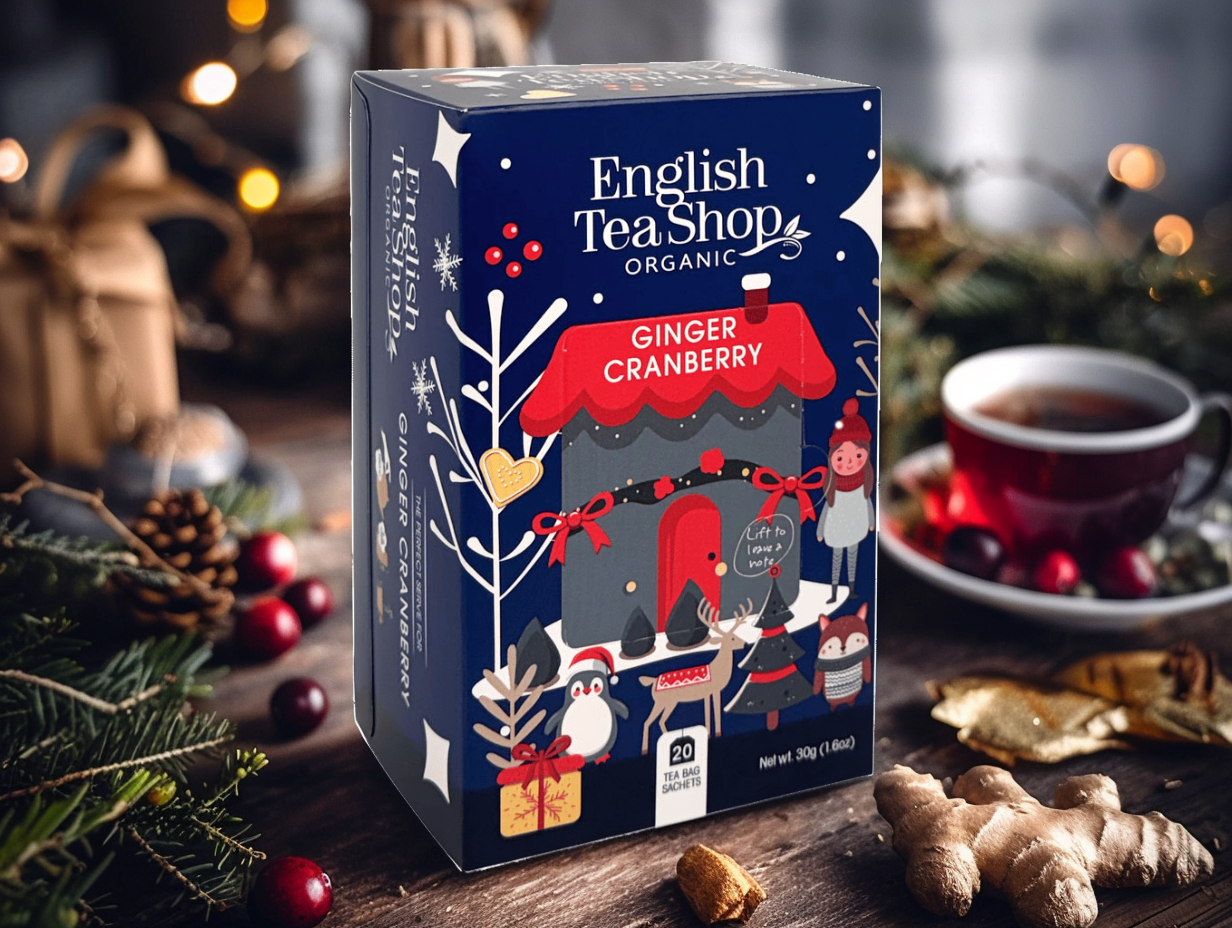 BIO Vánoční čaj Zázvor s brusinkou, 20 sáčků, English Tea Shop