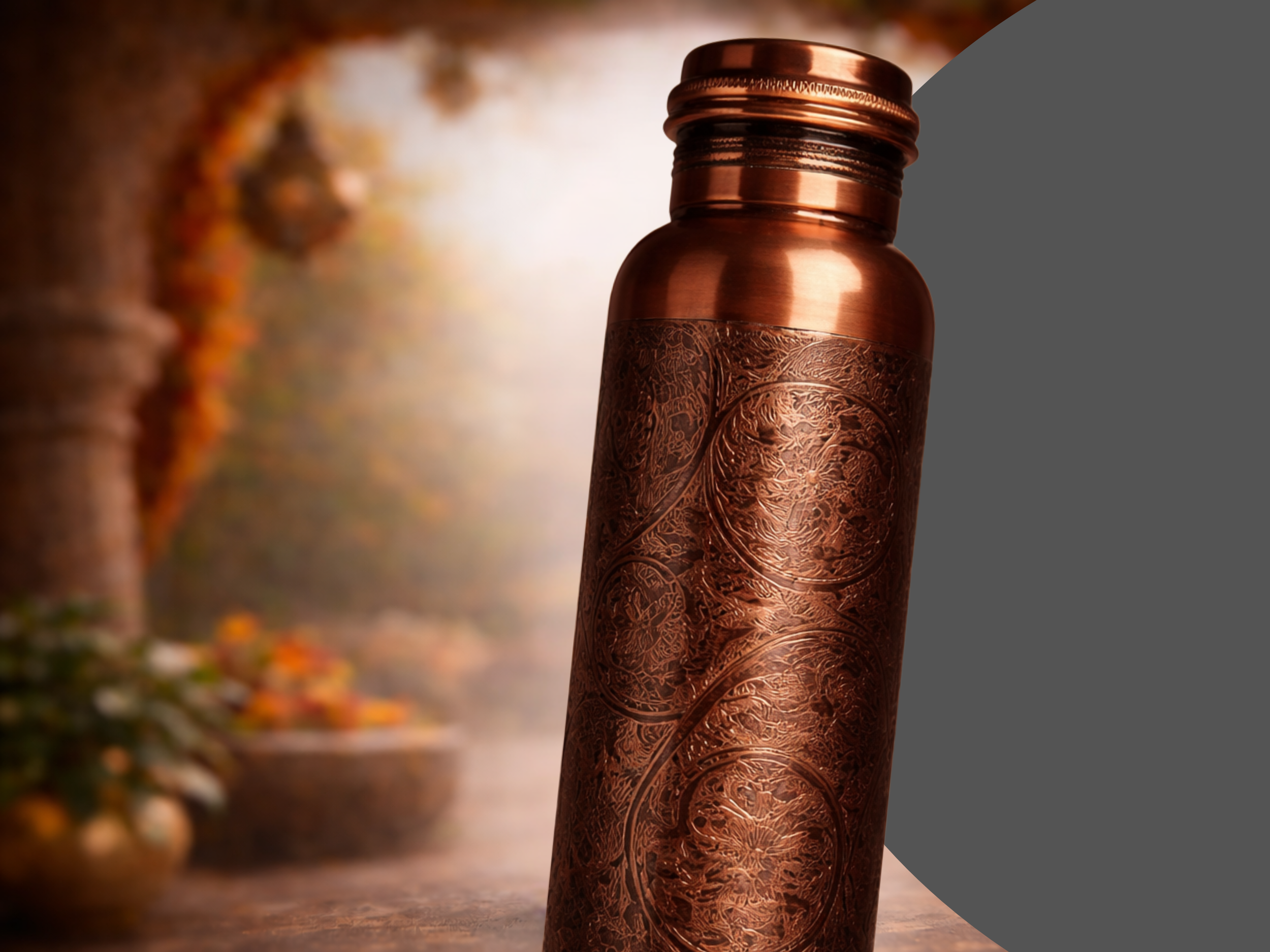 Měděná láhev na vodu vzor Starožitné gravírování, 950 ml, Nature's Own