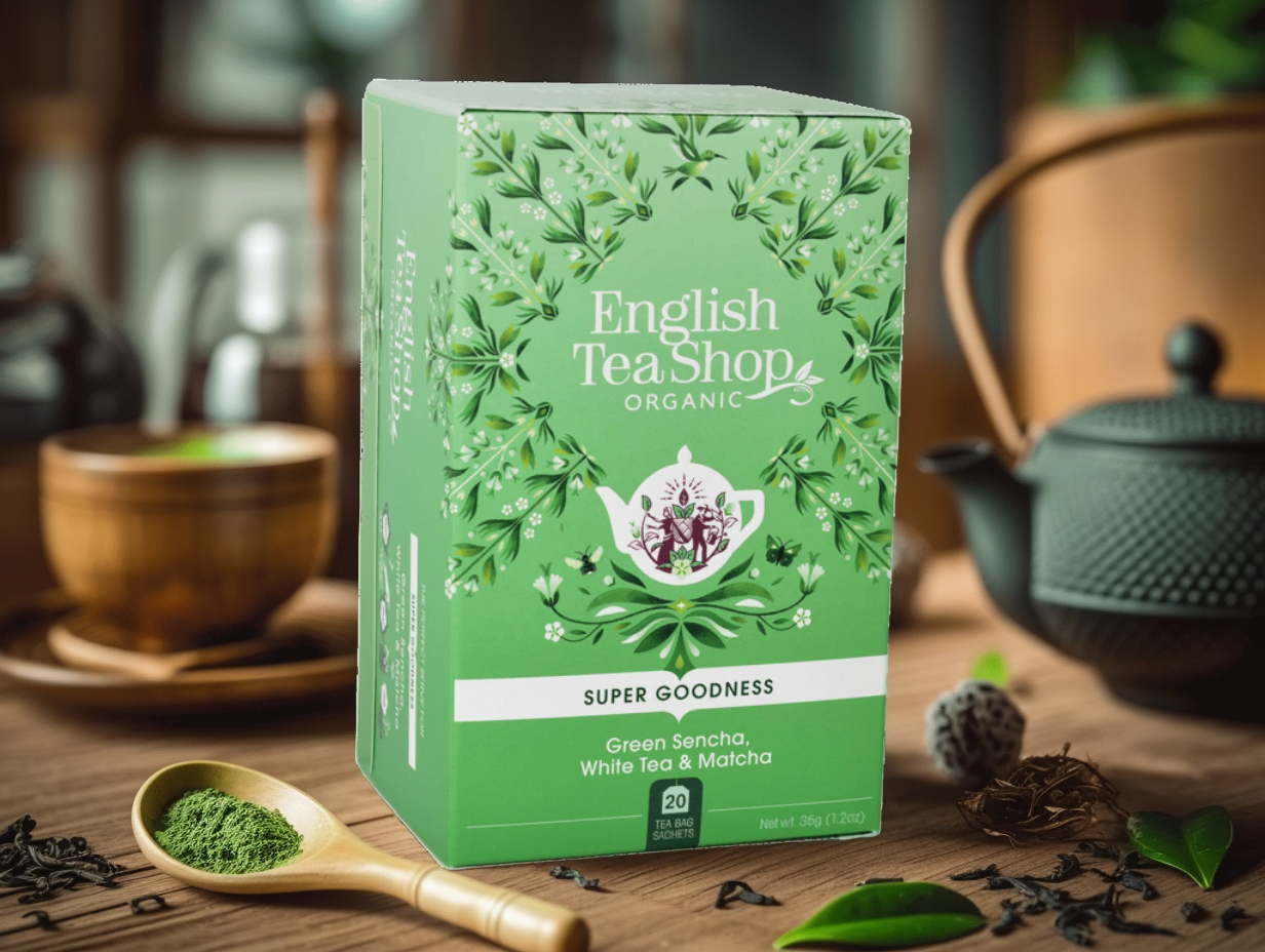 BIO Zelený čaj Sencha, bílý čaj a matcha, 20 sáčků, English Tea Shop