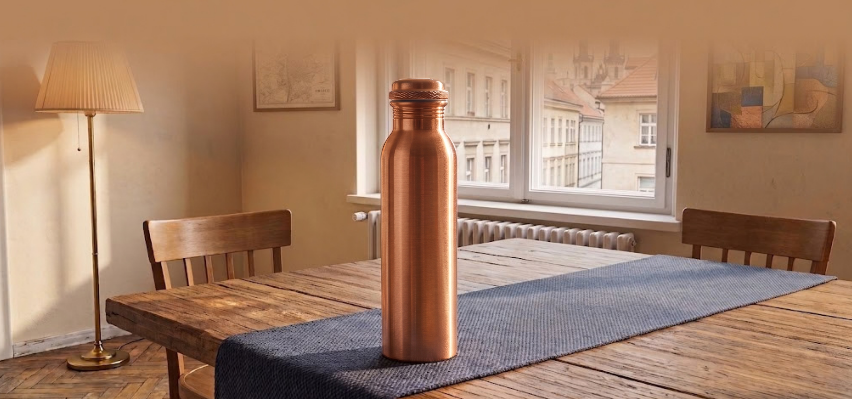 Medená fľaša na vodu vzor Hladký, 950 ml, Nature's Own