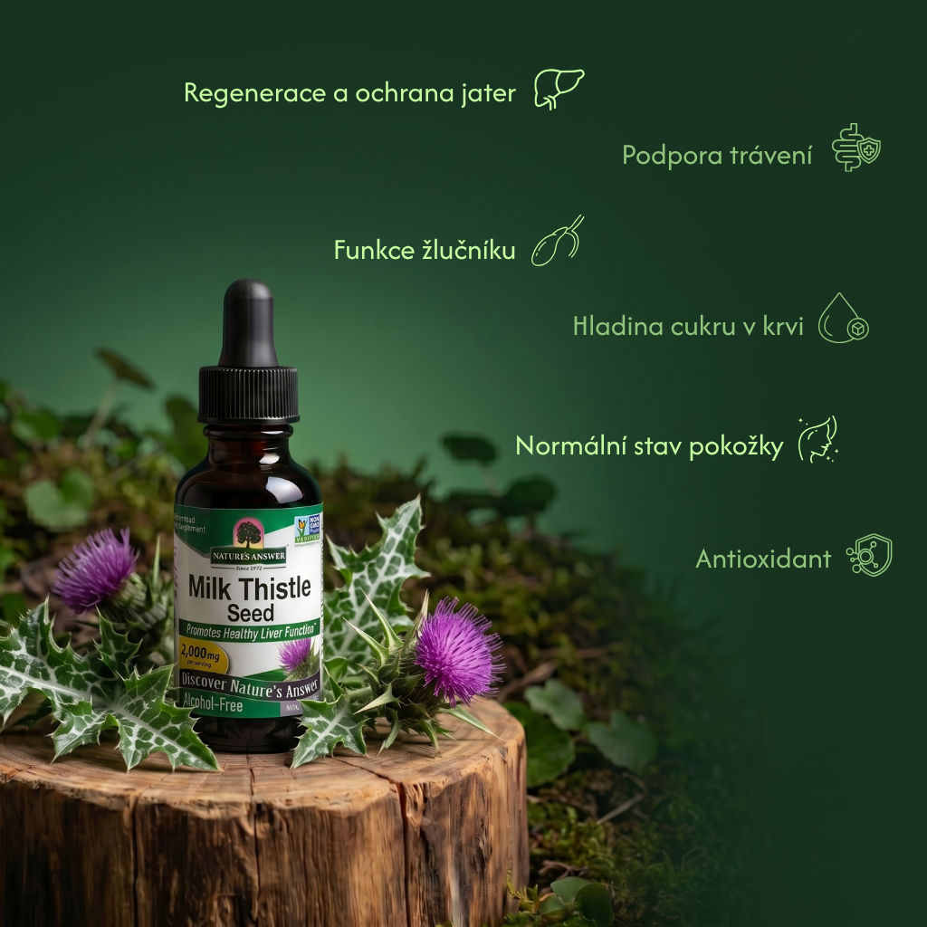 Ostropestřec mariánský, bylinné kapky, 30 ml, Nature’s Answer