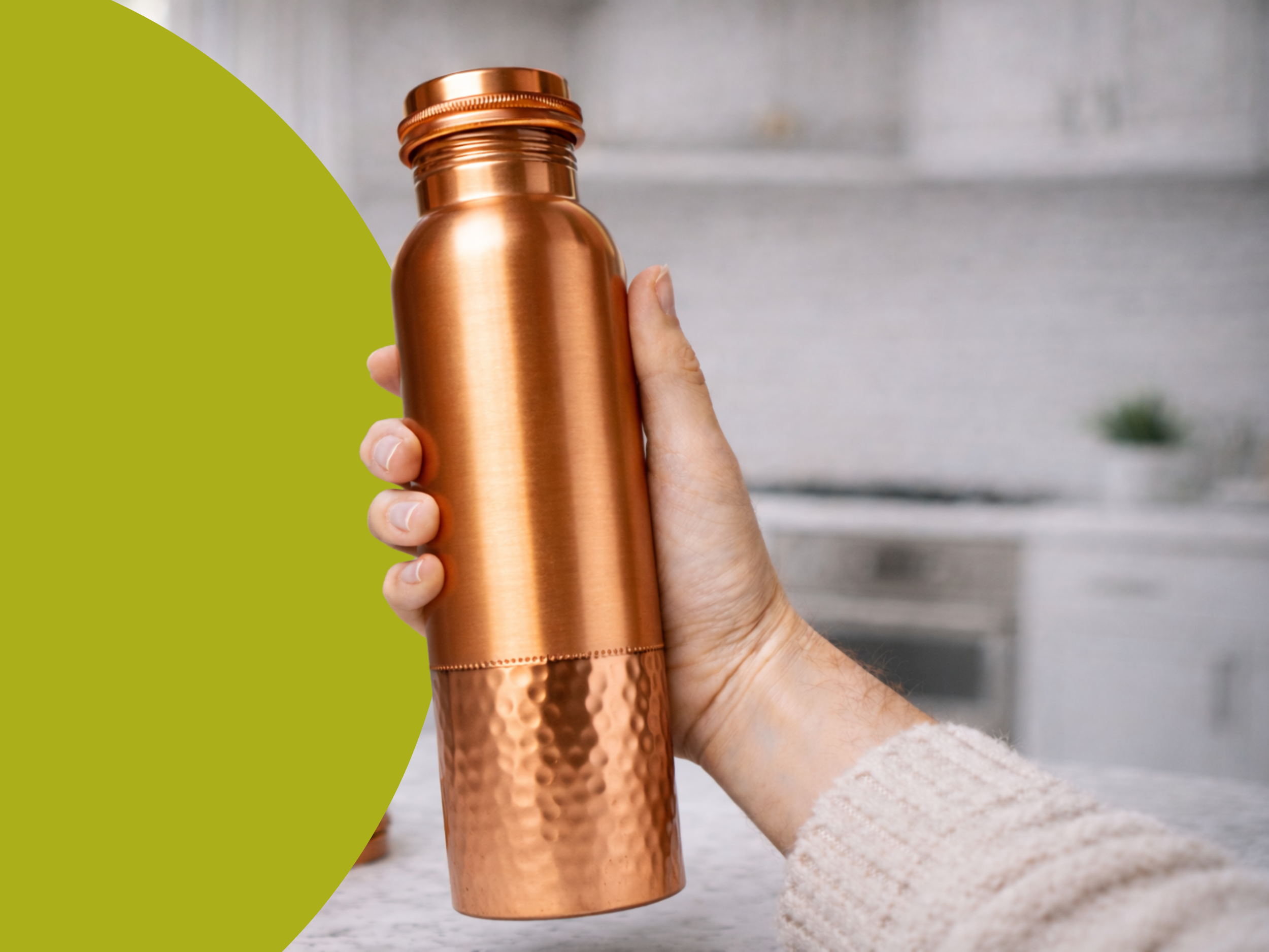 Měděná láhev na vodu vzor Tepaný spodek, 950 ml, Nature's Own