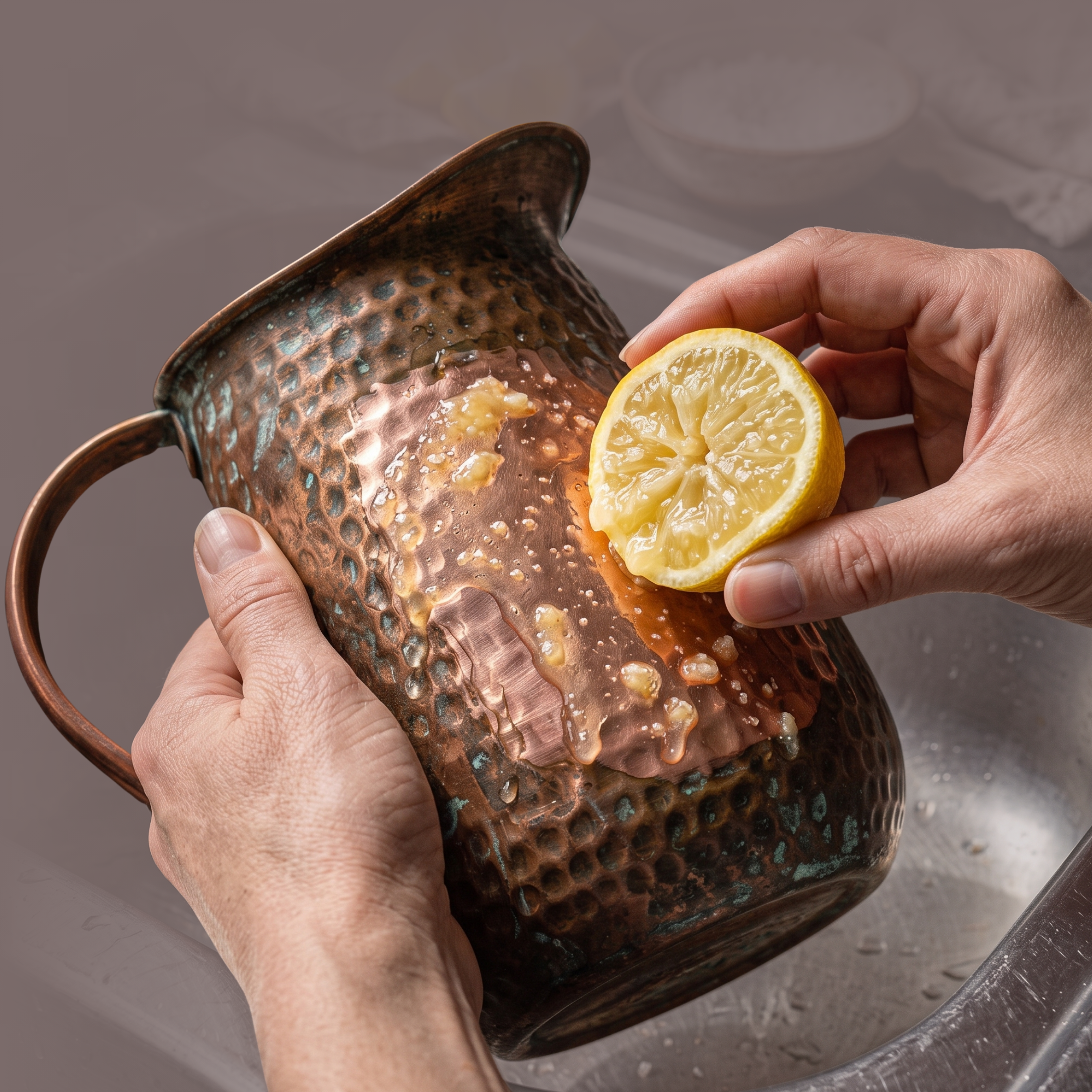 Medená kanvička s vrchnákom tepaná, 2,3 l, Nature's Own