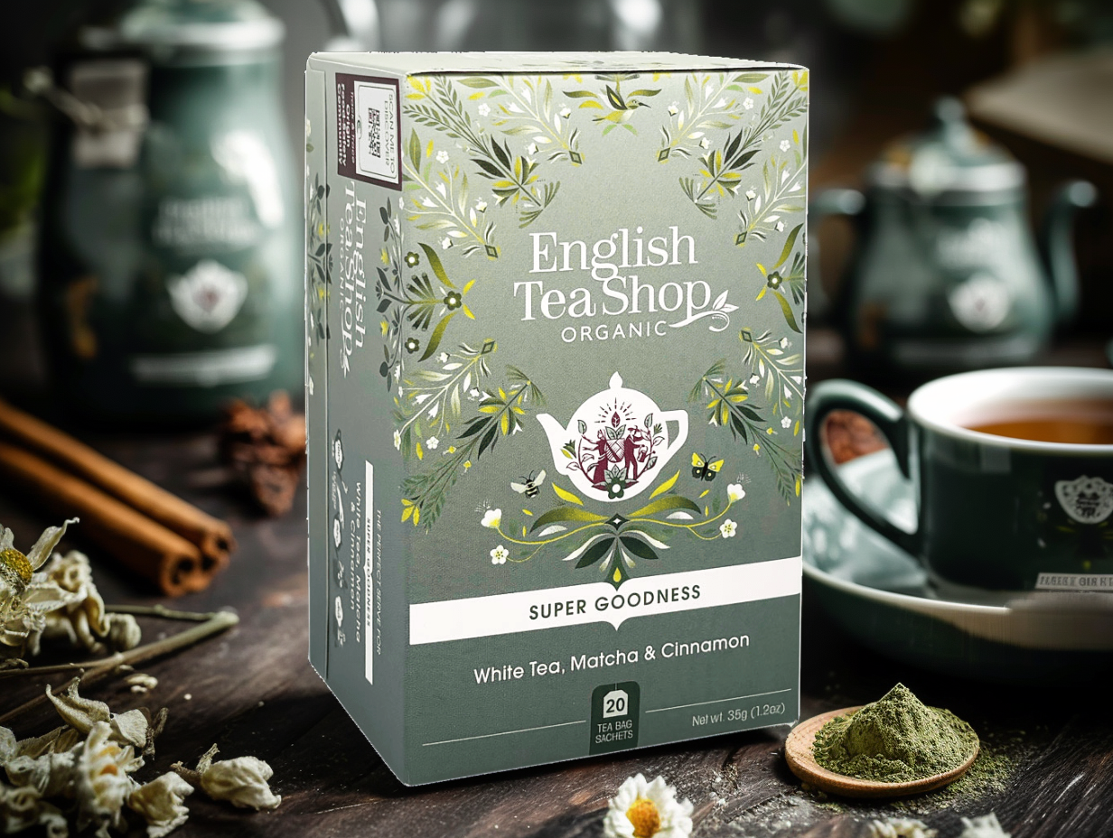 BIO Bílý čaj, Matcha a skořice, 20 sáčků, English Tea Shop