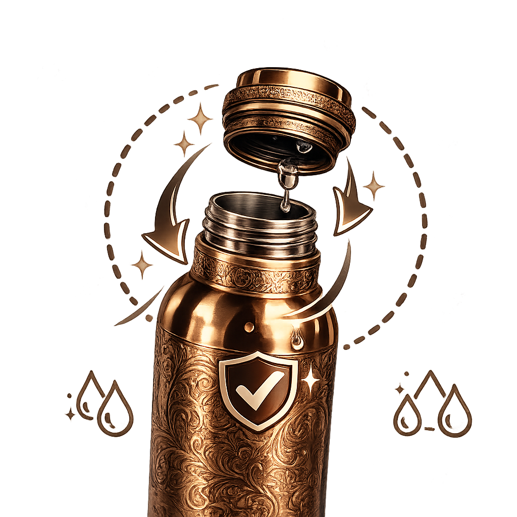 Měděná láhev na vodu vzor Gravírovaný, 950 ml, Nature's Own