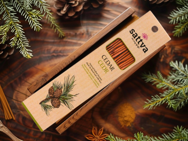 Vonné tyčinky Cedr, 15 ks, Sattva