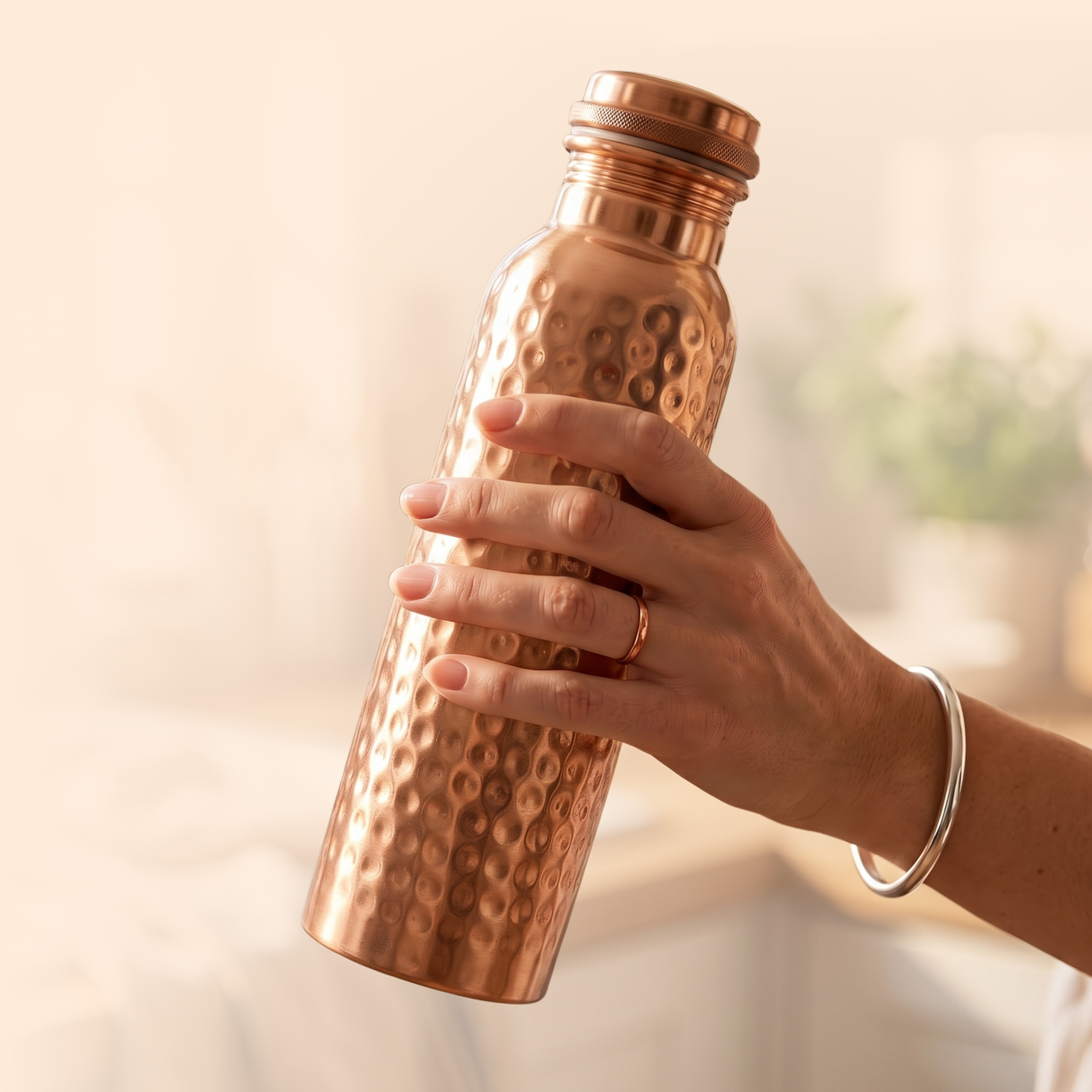 Medená fľaša na vodu vzor Tepaný, 950 ml, Nature's Own