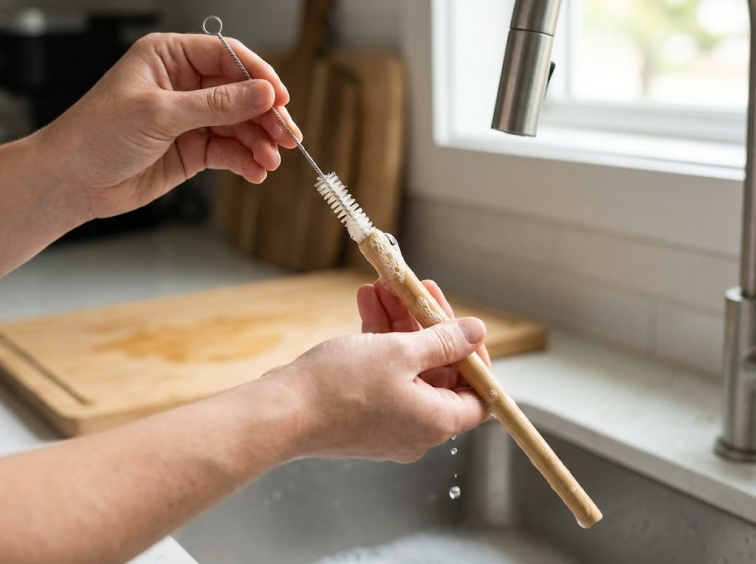 Bambusová brčka s Čistícím kartáčkem, Sattva