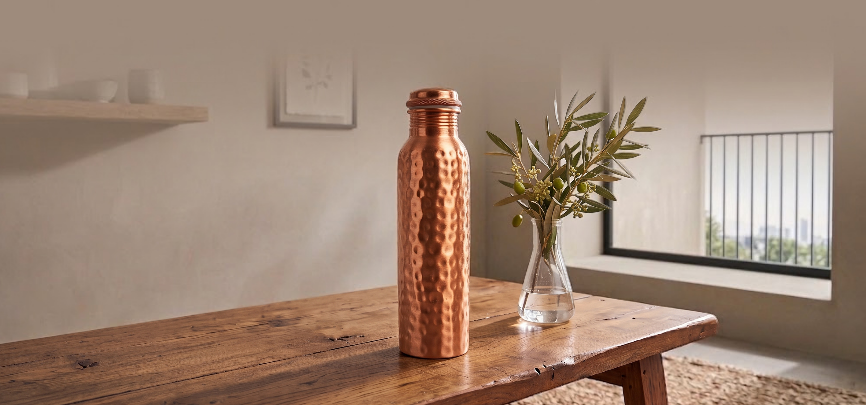 Medená fľaša na vodu vzor Tepaný, 950 ml, Nature's Own
